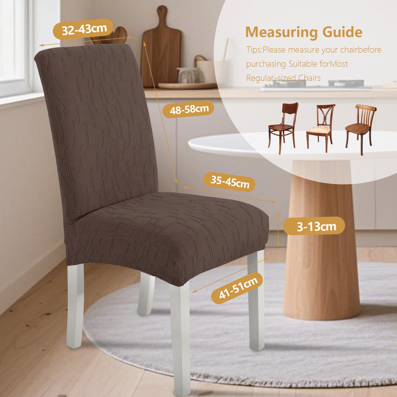 Ystyle 2-Piece Chair Covers with Backrest, Elastic Living Room Kitchen Chair Slipcovers, Soft Comfortable Anti-Scratch Chair Covers, Easy to Clean and Durable, Washable Removable