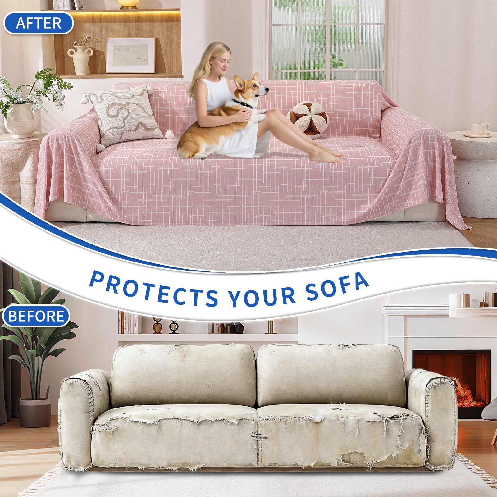 Ystyle Universal 4 Seater Sofa Cover Throw 200x380cm Breathable-YSTYLE