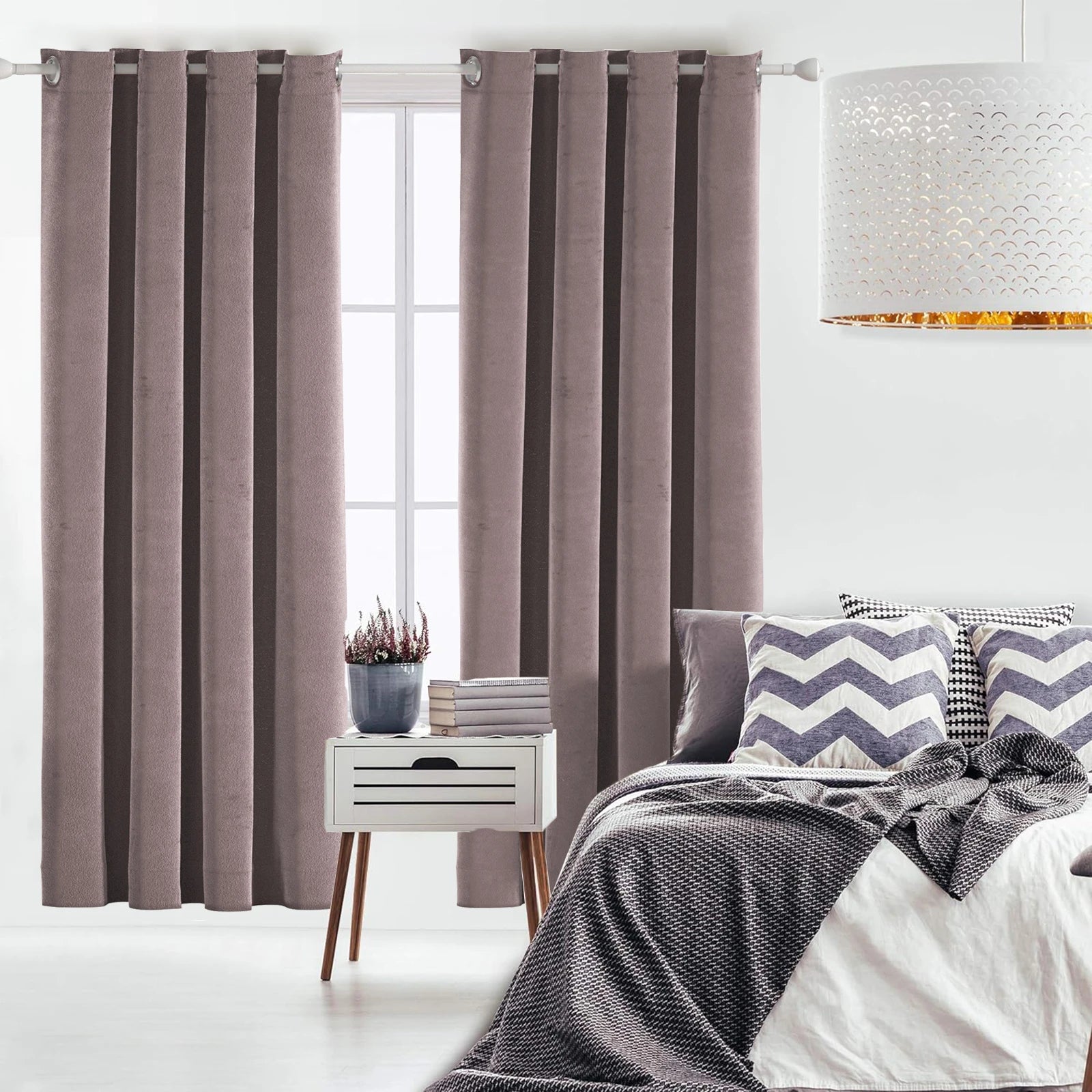 YSTYLE 2 Pieces Velvet Blackout Curtains 100% Blackout-YSTYLE