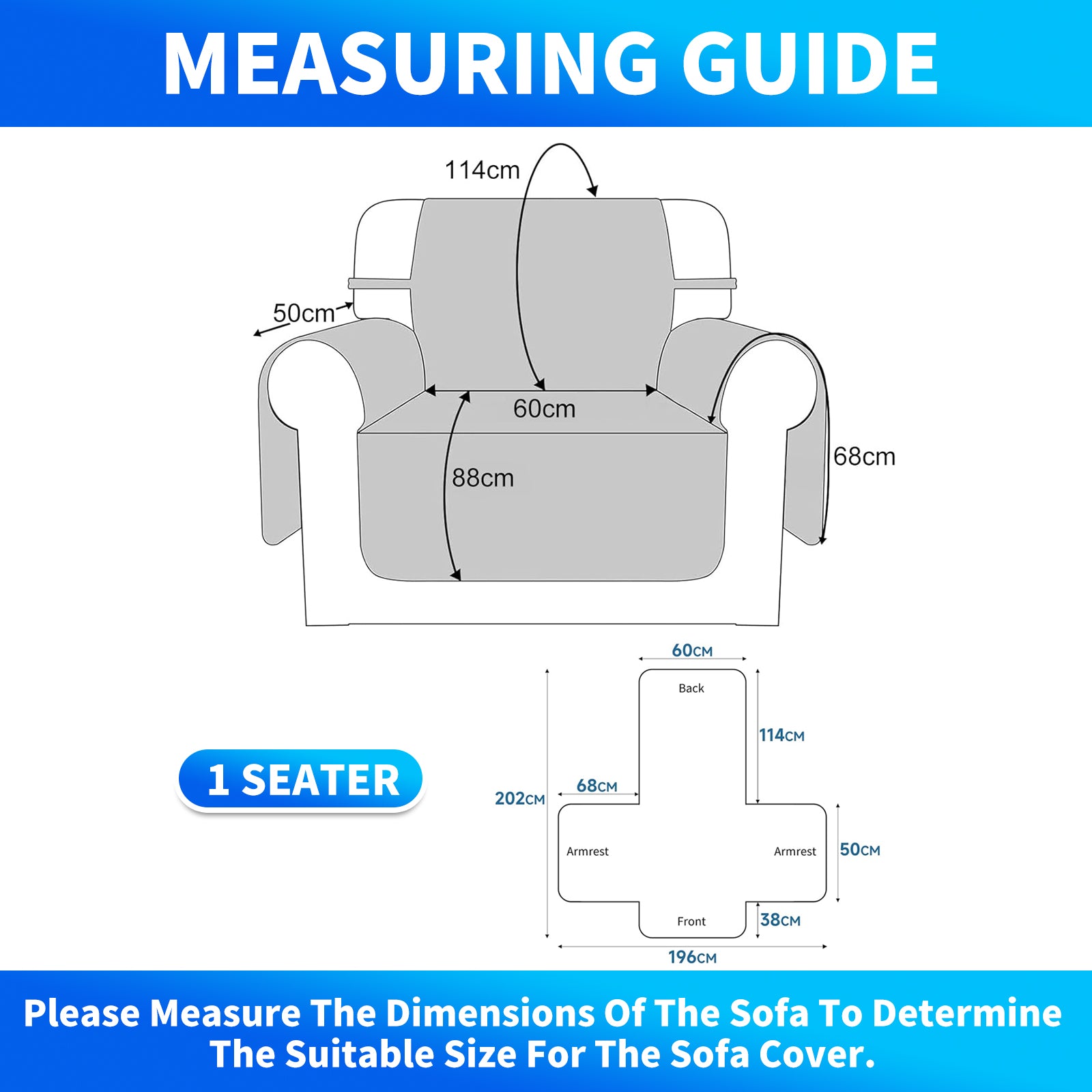 Ystyle Waterproof 1 Seater Sofa Cover with Side Pockets Anti-Slip-YSTYLE