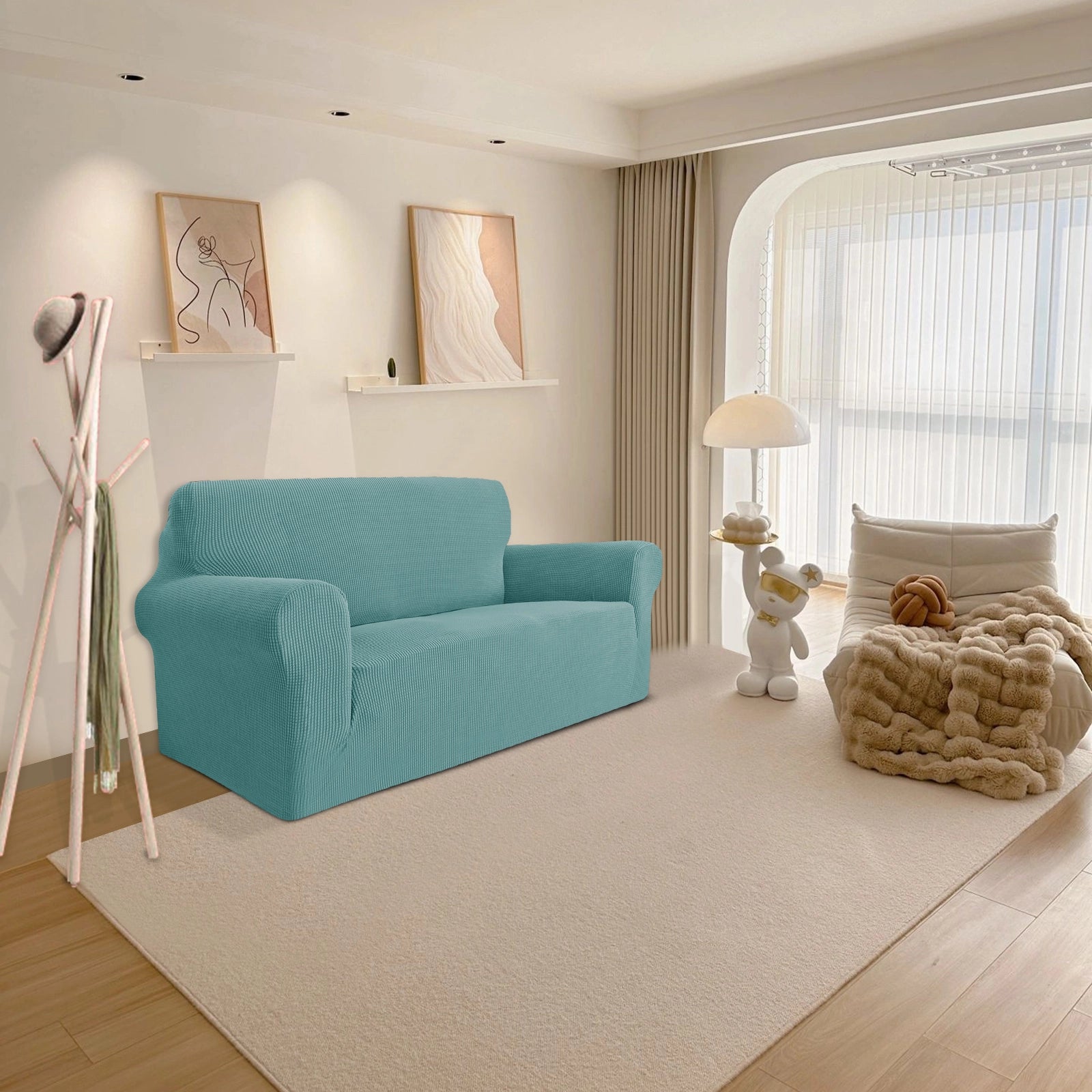 YSTYLE 2 Seater Sofa Cover – Stretch,Anti-Slip & Pet-Friendly, Scratch Resistant, Washable-Grid