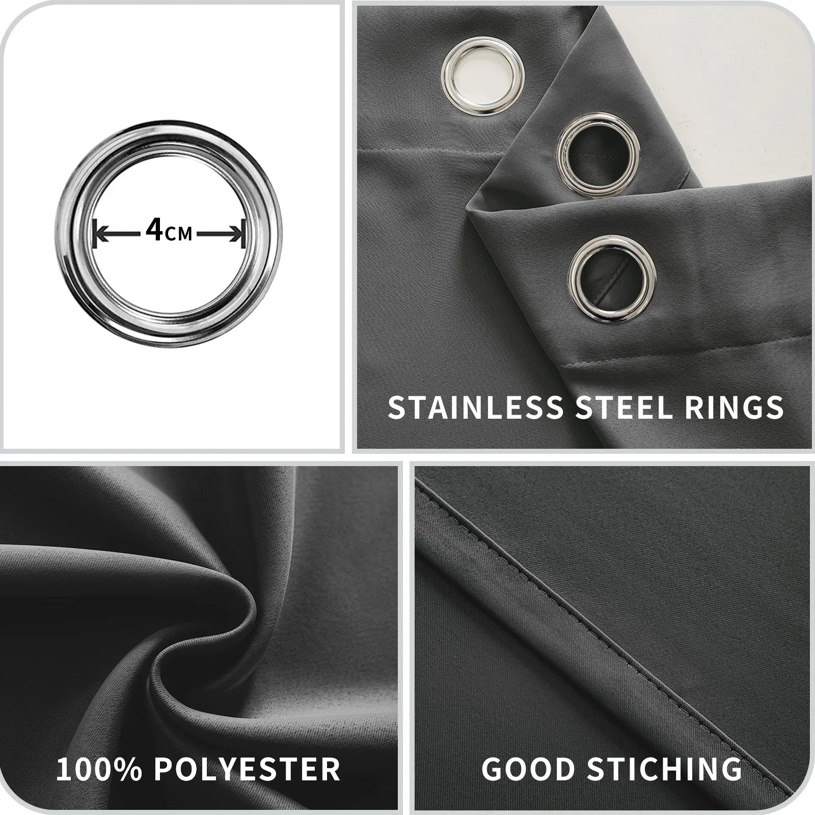 YSTYLE 2 Pieces Waterproof Blackout Curtains Thermal Insulated-YSTYLE