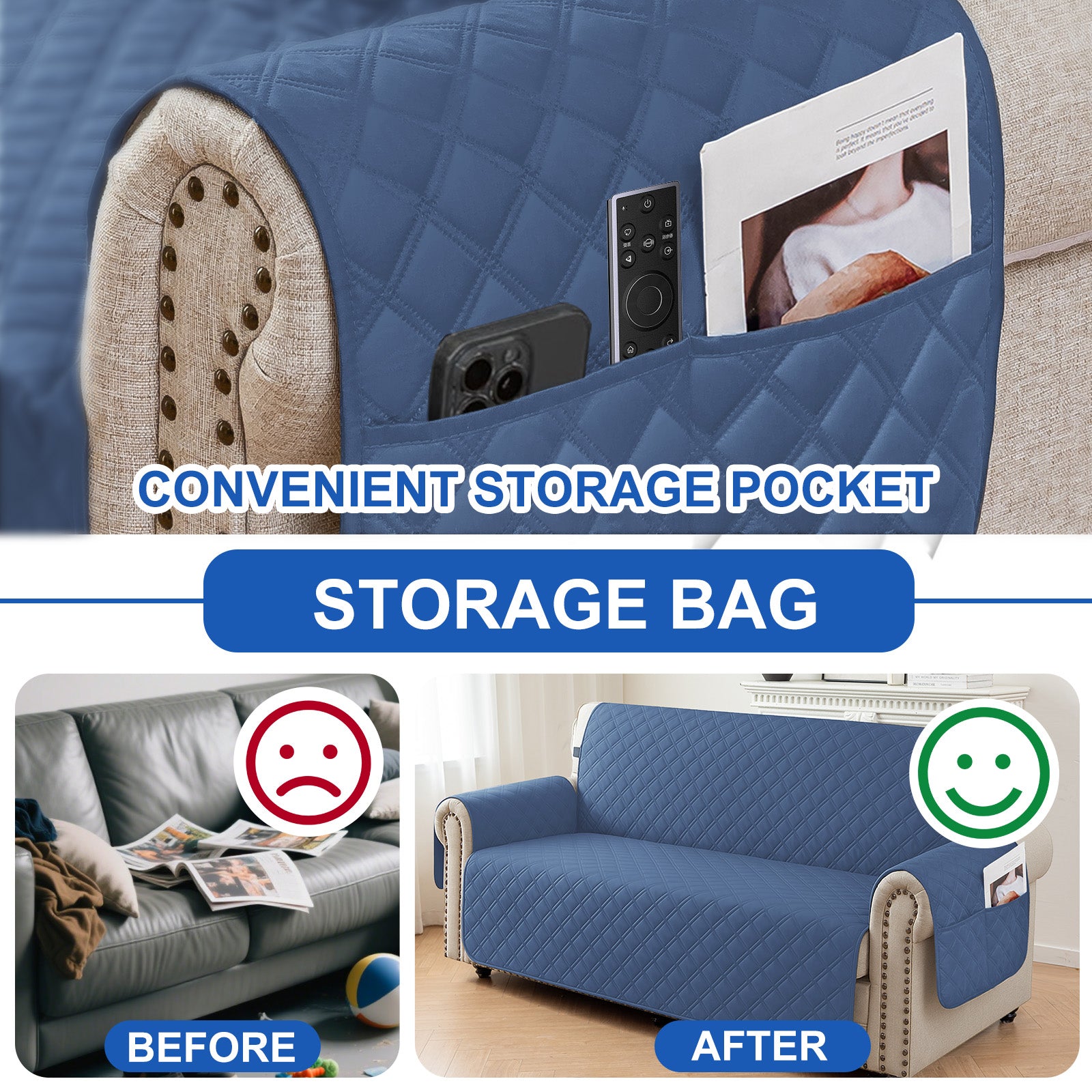 Ystyle 100% Waterproof 2 Seater Sofa Cover with Side Pockets-YSTYLE