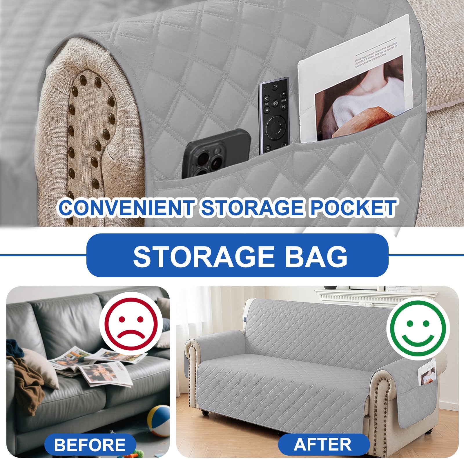 Ystyle 100% Waterproof 2 Seater Sofa Cover with Side Pockets-YSTYLE