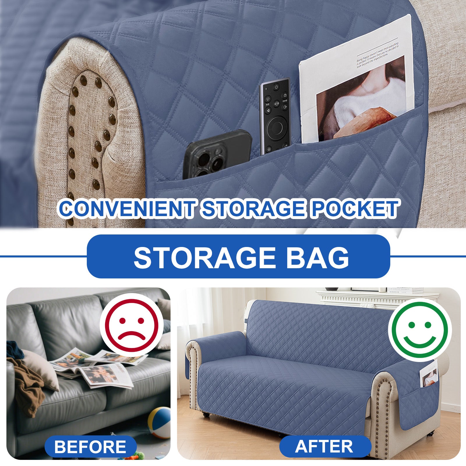 Ystyle 100% Waterproof 2 Seater Sofa Cover with Side Pockets-YSTYLE