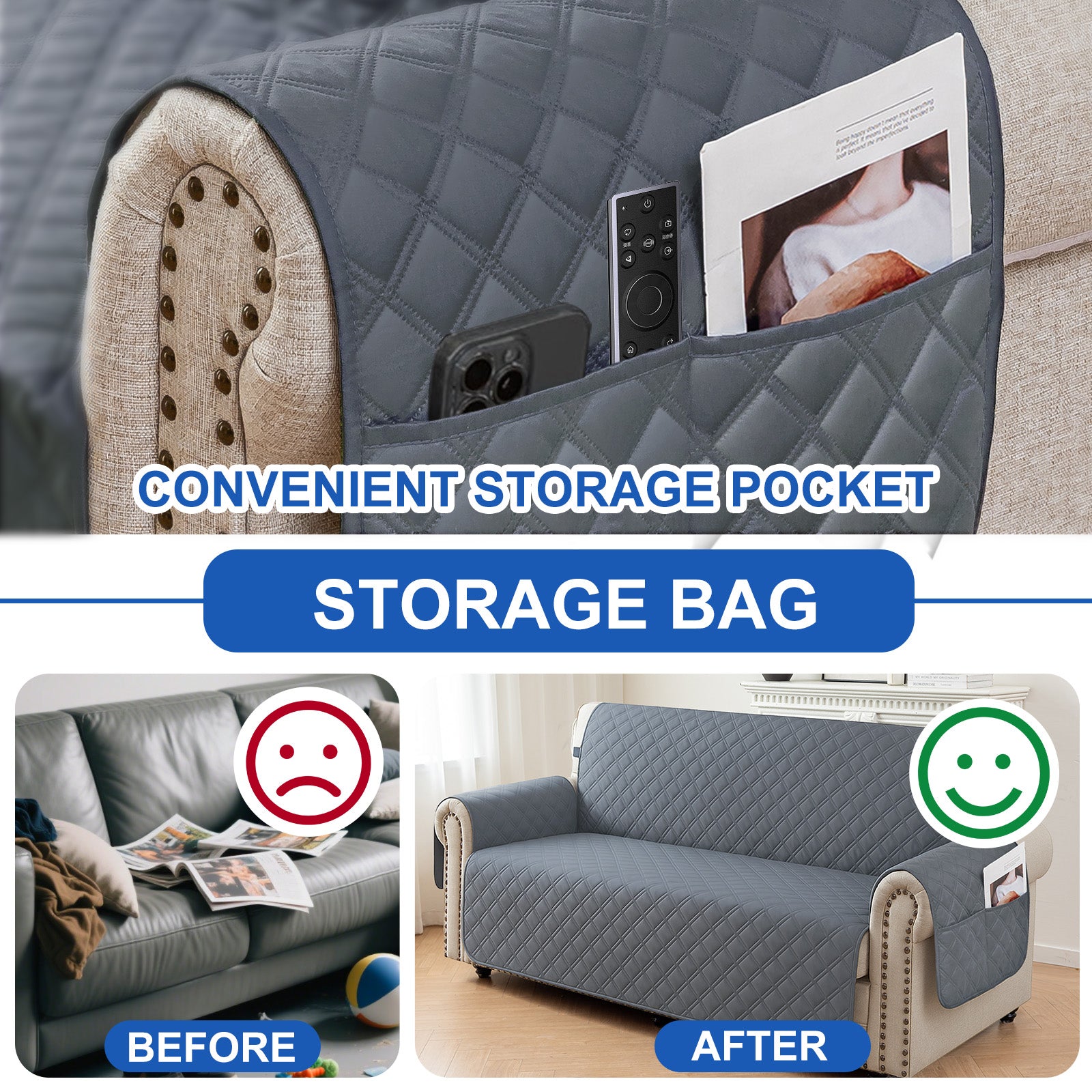 Ystyle 100% Waterproof 2 Seater Sofa Cover with Side Pockets-YSTYLE