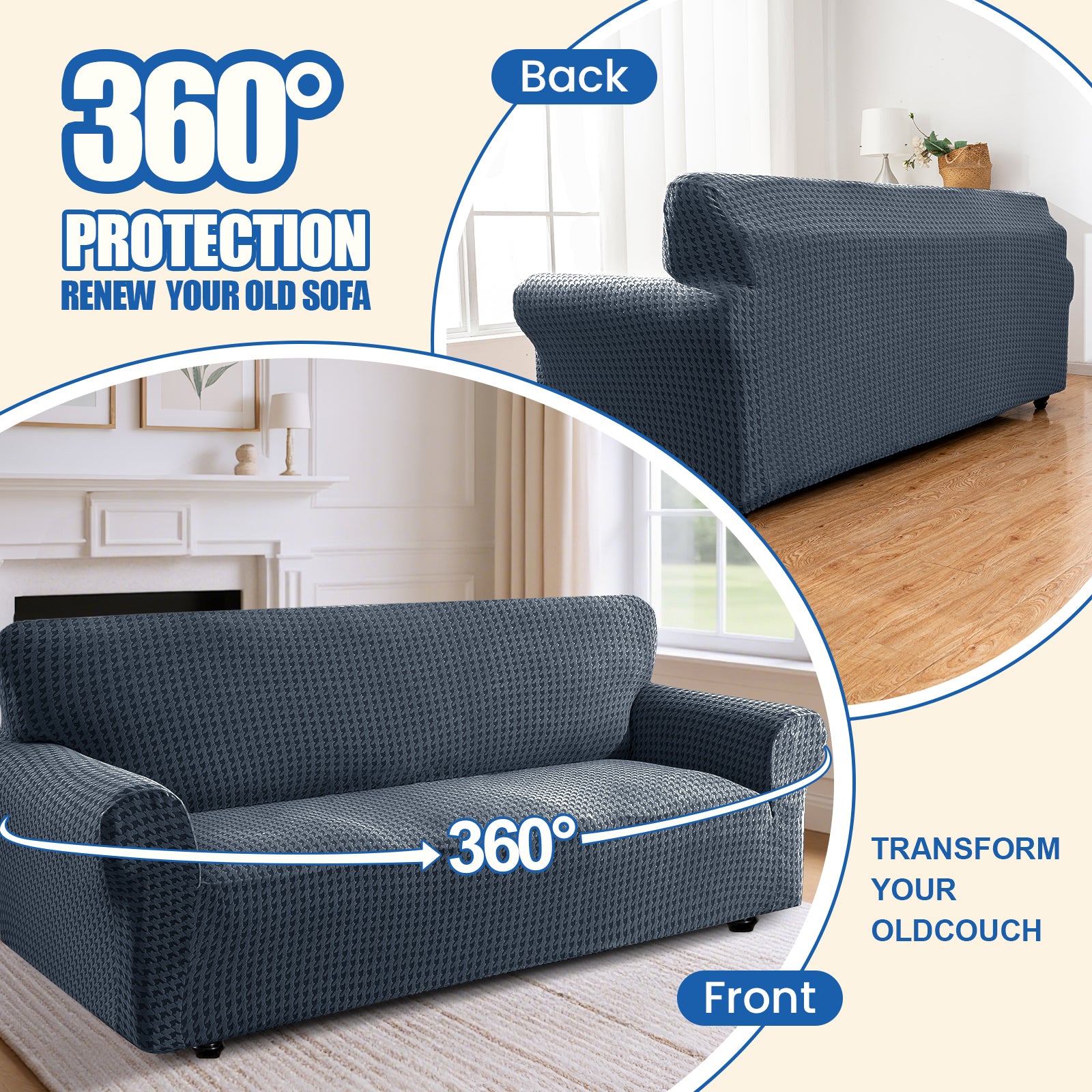 Ystyle 2-Seat Sofa Cover with Armrests, Elastic Universal Seat Cover, Anti-Scratch Universal Sofa Cover, Anti-Slip Washable Sofa Protector, Stain-Resistant