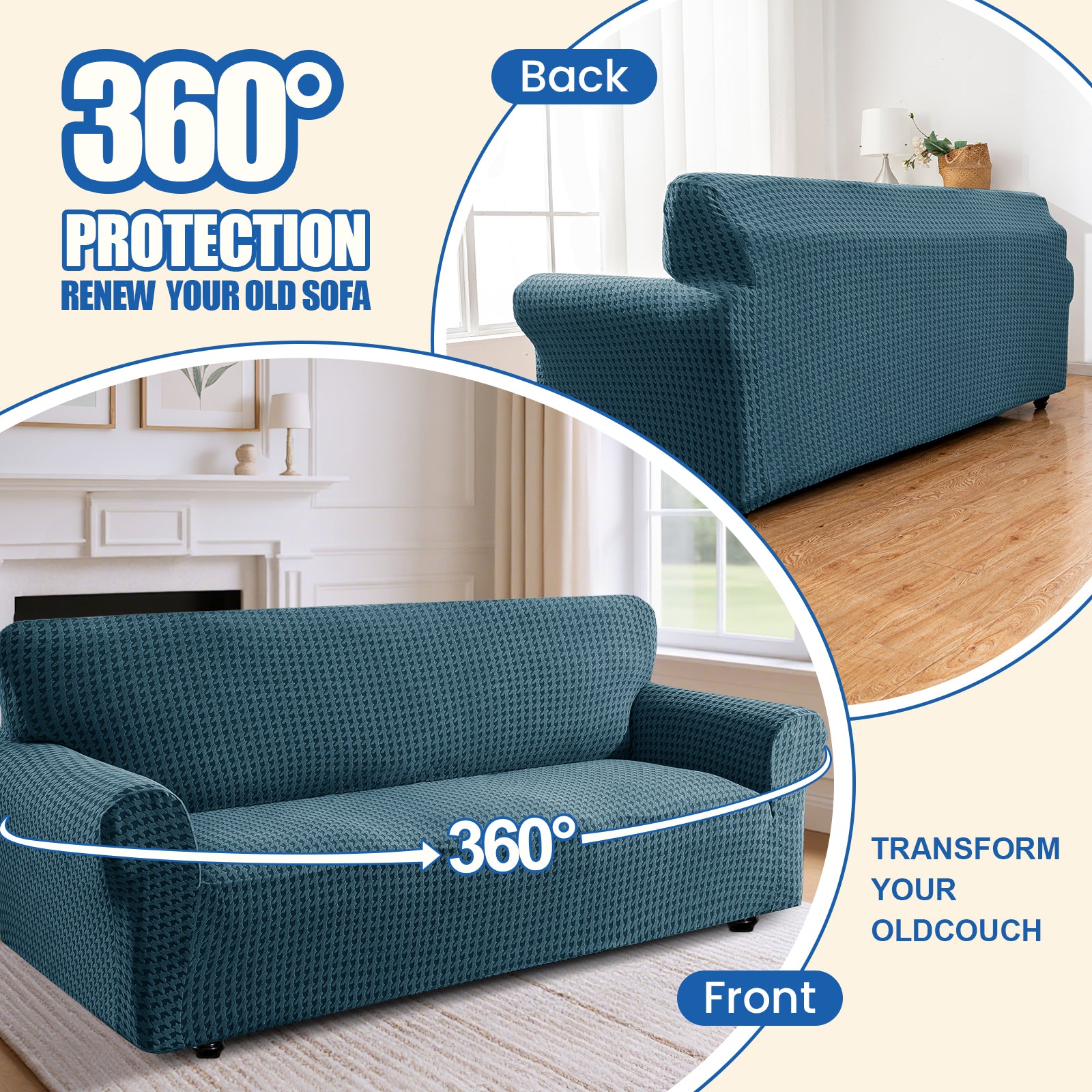Ystyle 2-Seat Sofa Cover with Armrests, Elastic Universal Seat Cover, Anti-Scratch Universal Sofa Cover, Anti-Slip Washable Sofa Protector, Stain-Resistant