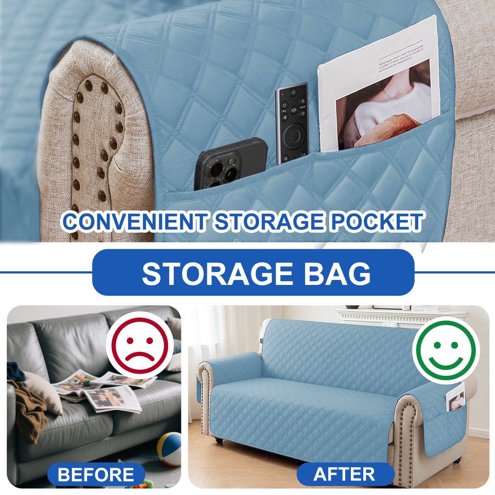 Ystyle 100% Waterproof 2 Seater Sofa Cover with Side Pockets-YSTYLE