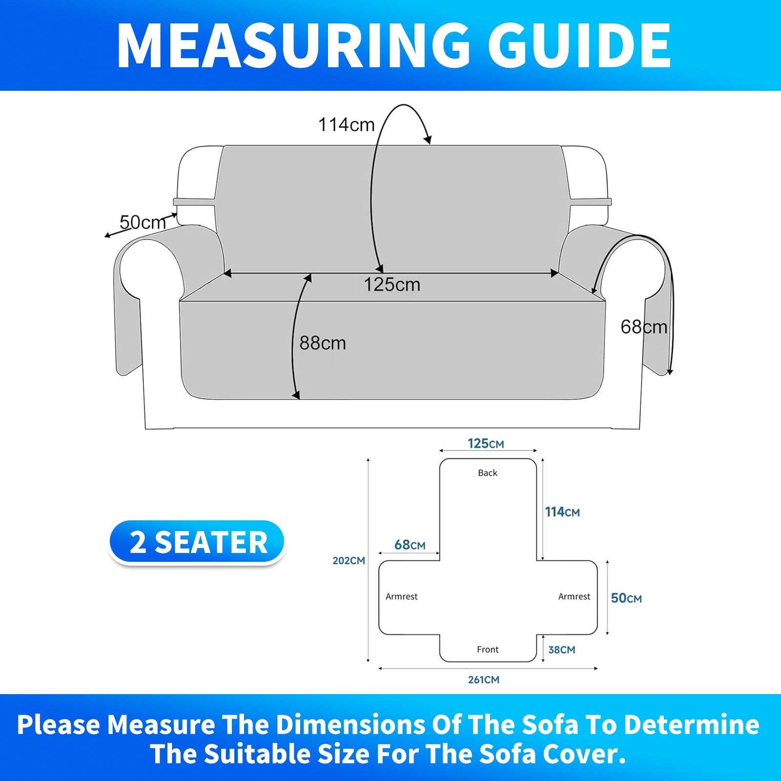Ystyle Waterproof 2 Seater Sofa Cover with Armrests Anti-Slip-YSTYLE