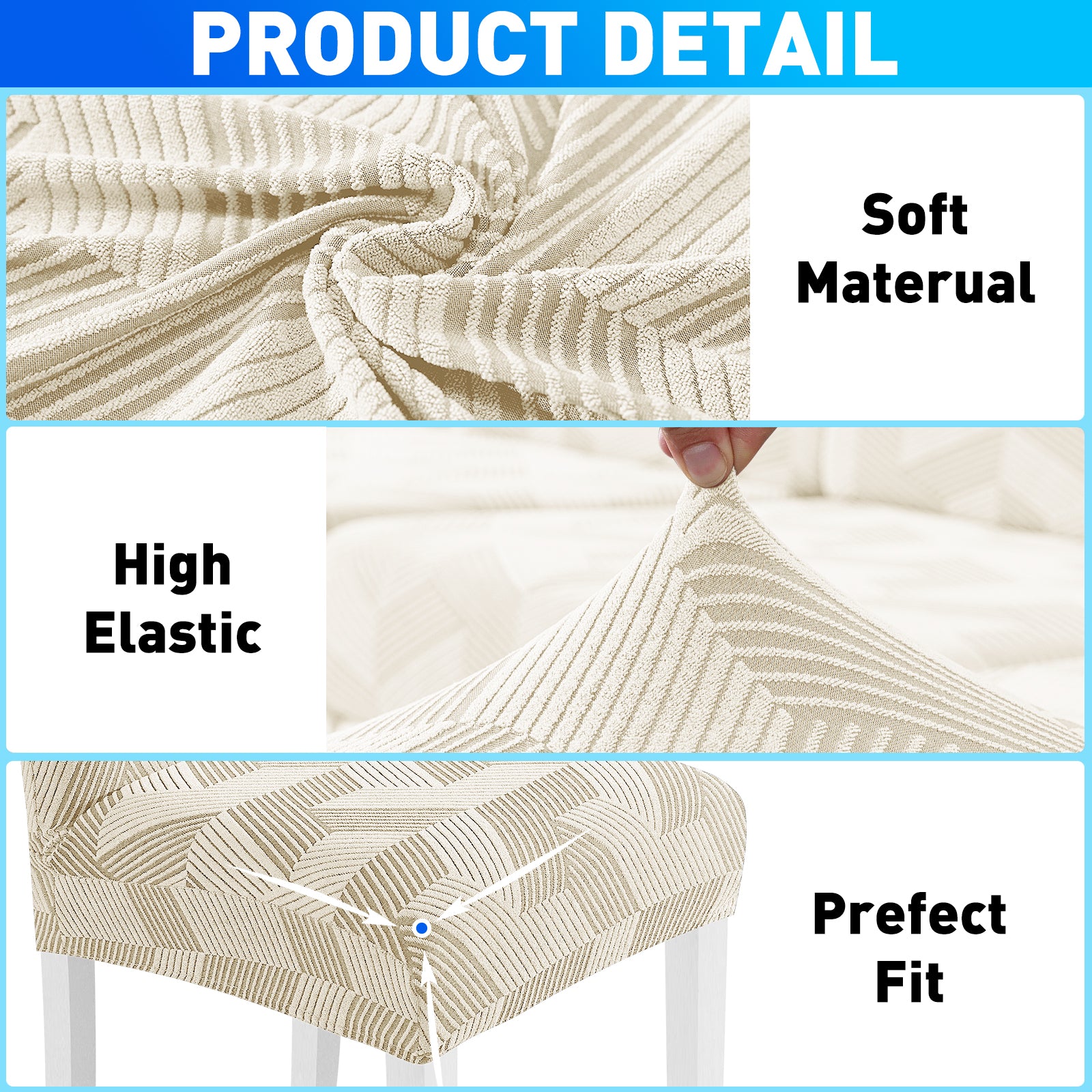 Ystyle 6-Piece Chair Covers with Backrest, Universal Kitchen Chair Covers, Removable Elastic Dining Chair Slipcovers, Stain-Resistant Chair Protectors, Washable, for Kitchen and Living Room