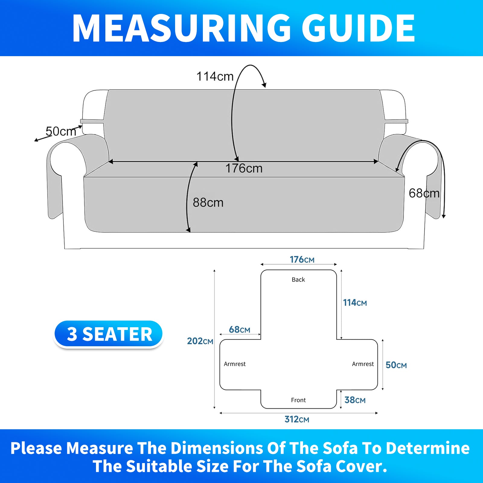 Ystyle Waterproof 3 Seater Sofa Cover with Armrests Side Pockets-YSTYLE
