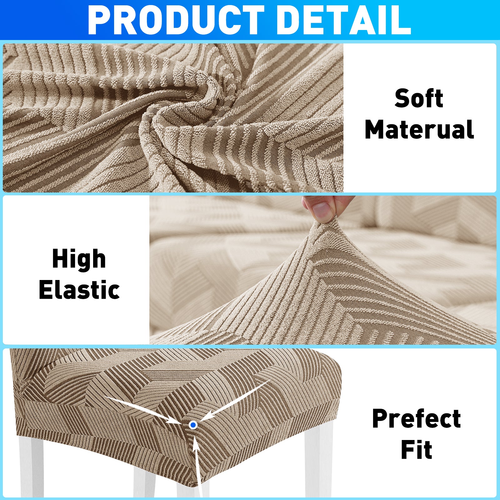 Ystyle 6-Piece Chair Covers with Backrest, Universal Kitchen Chair Covers, Removable Elastic Dining Chair Slipcovers, Stain-Resistant Chair Protectors, Washable, for Kitchen and Living Room