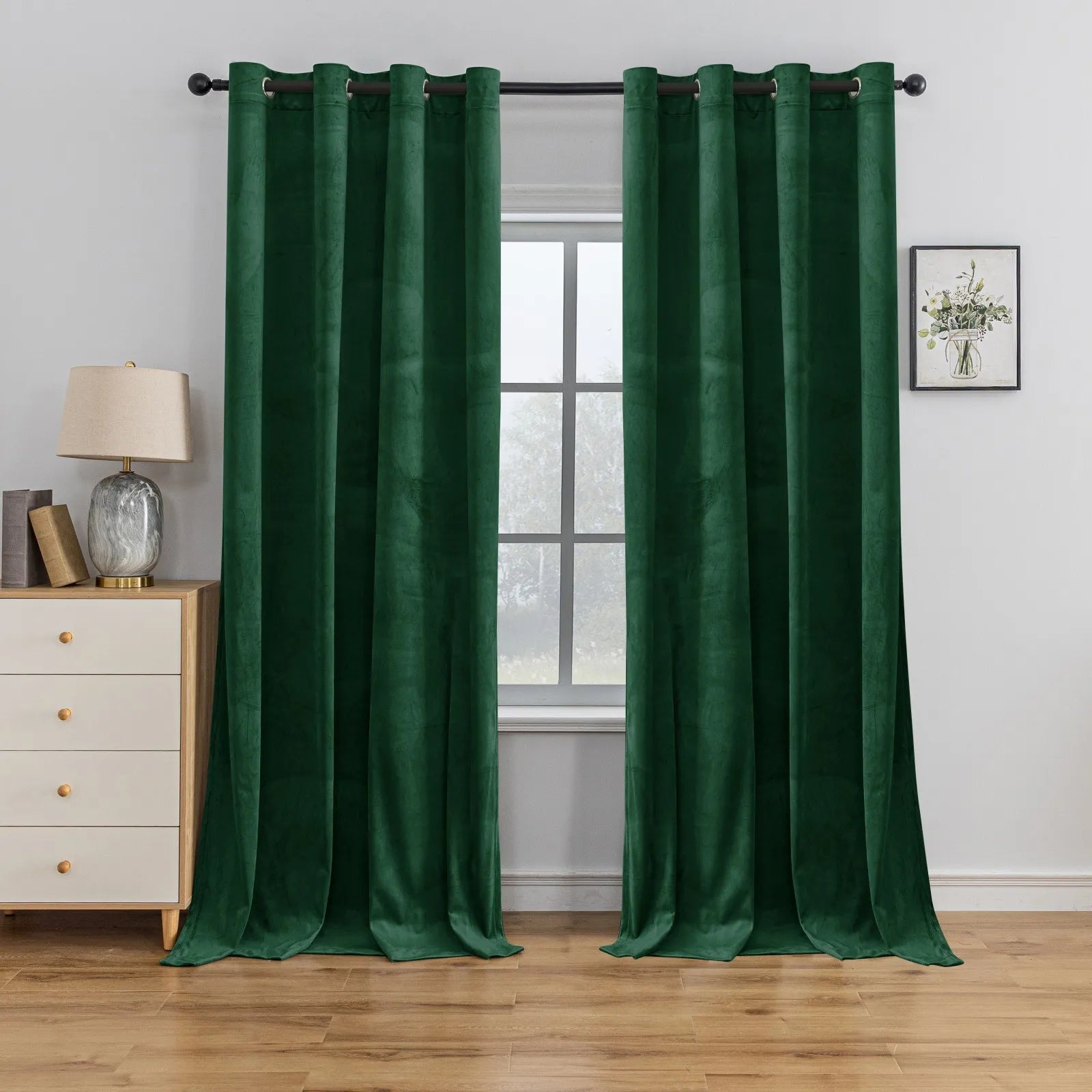 YSTYLE Elegant Velvet Curtains-2 pcs, Blackout & Heat Insulating, Eyelet Drapes for Home Windows