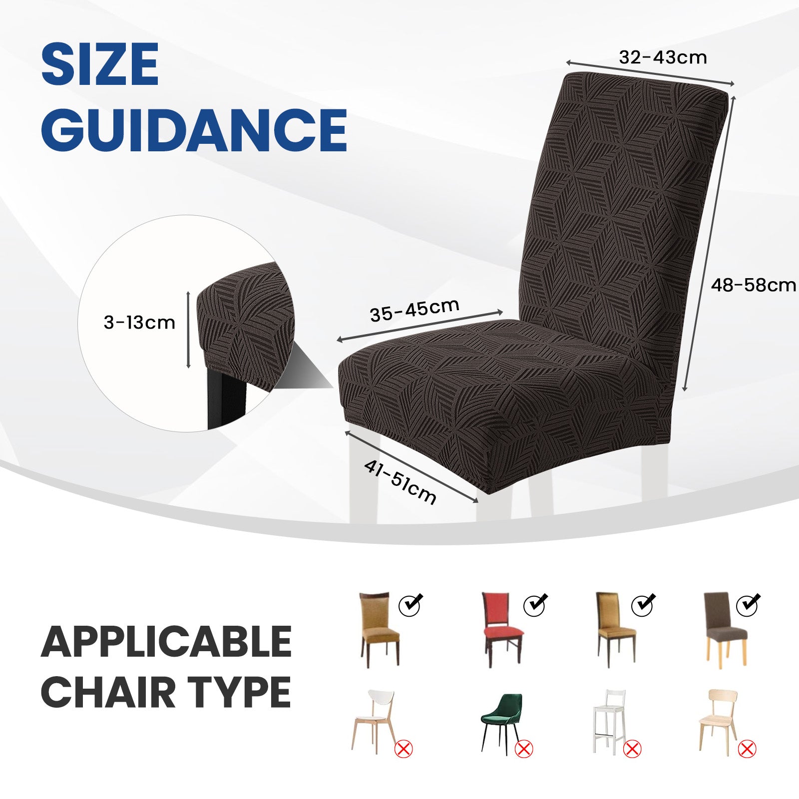 Ystyle 6-Piece Chair Covers with Backrest, Elastic Slipcovers, Universal Living Room Kitchen Chair Protectors, Cat Scratch-Resistant Modern Stain-Proof Dining Chair Covers