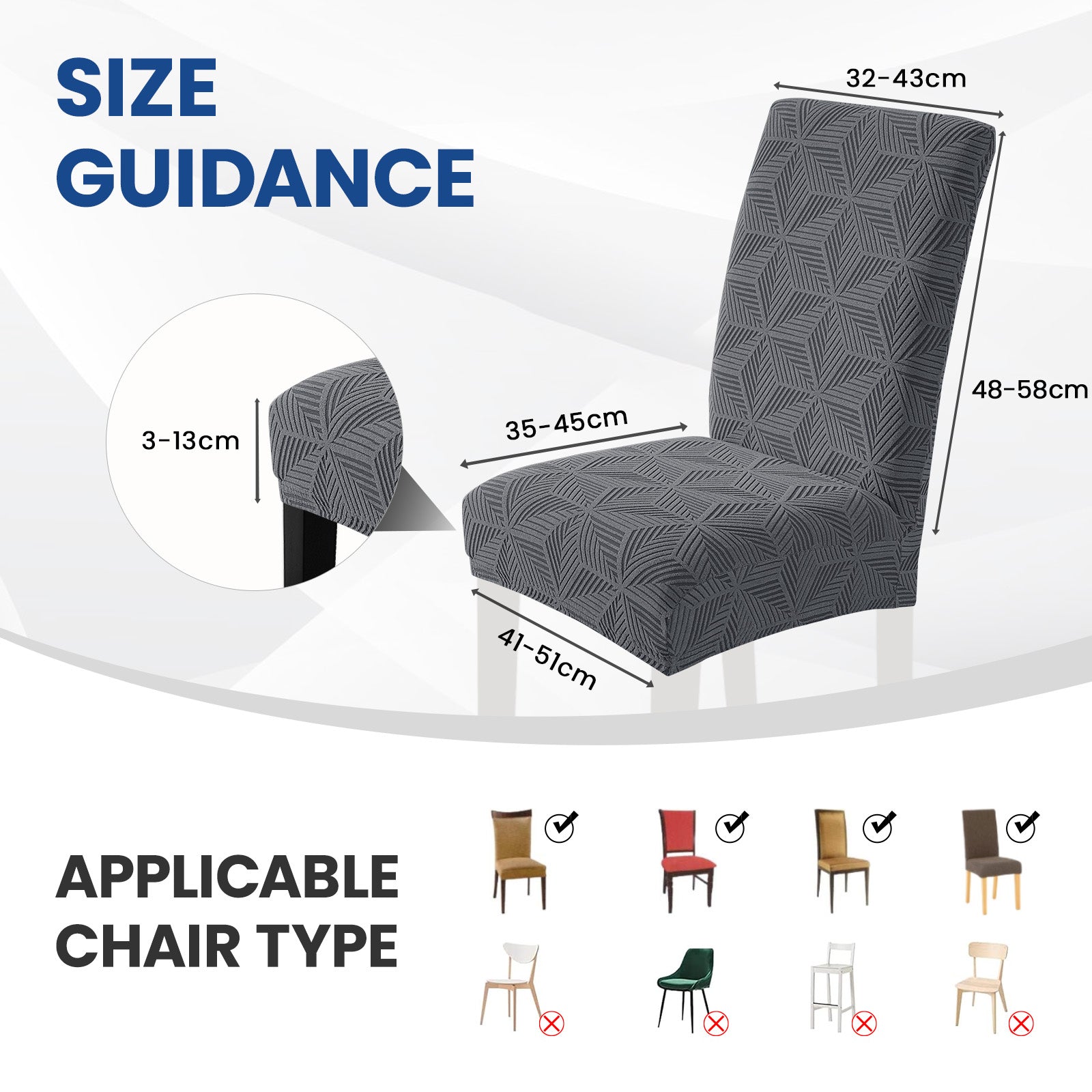 Ystyle 6-Piece Chair Covers with Backrest, Elastic Slipcovers, Universal Living Room Kitchen Chair Protectors, Cat Scratch-Resistant Modern Stain-Proof Dining Chair Covers