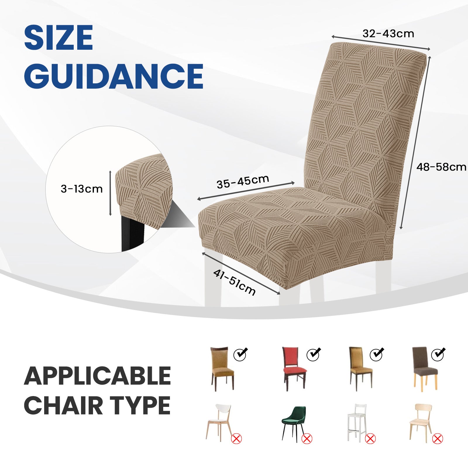Ystyle 6-Piece Chair Covers with Backrest, Elastic Slipcovers, Universal Living Room Kitchen Chair Protectors, Cat Scratch-Resistant Modern Stain-Proof Dining Chair Covers