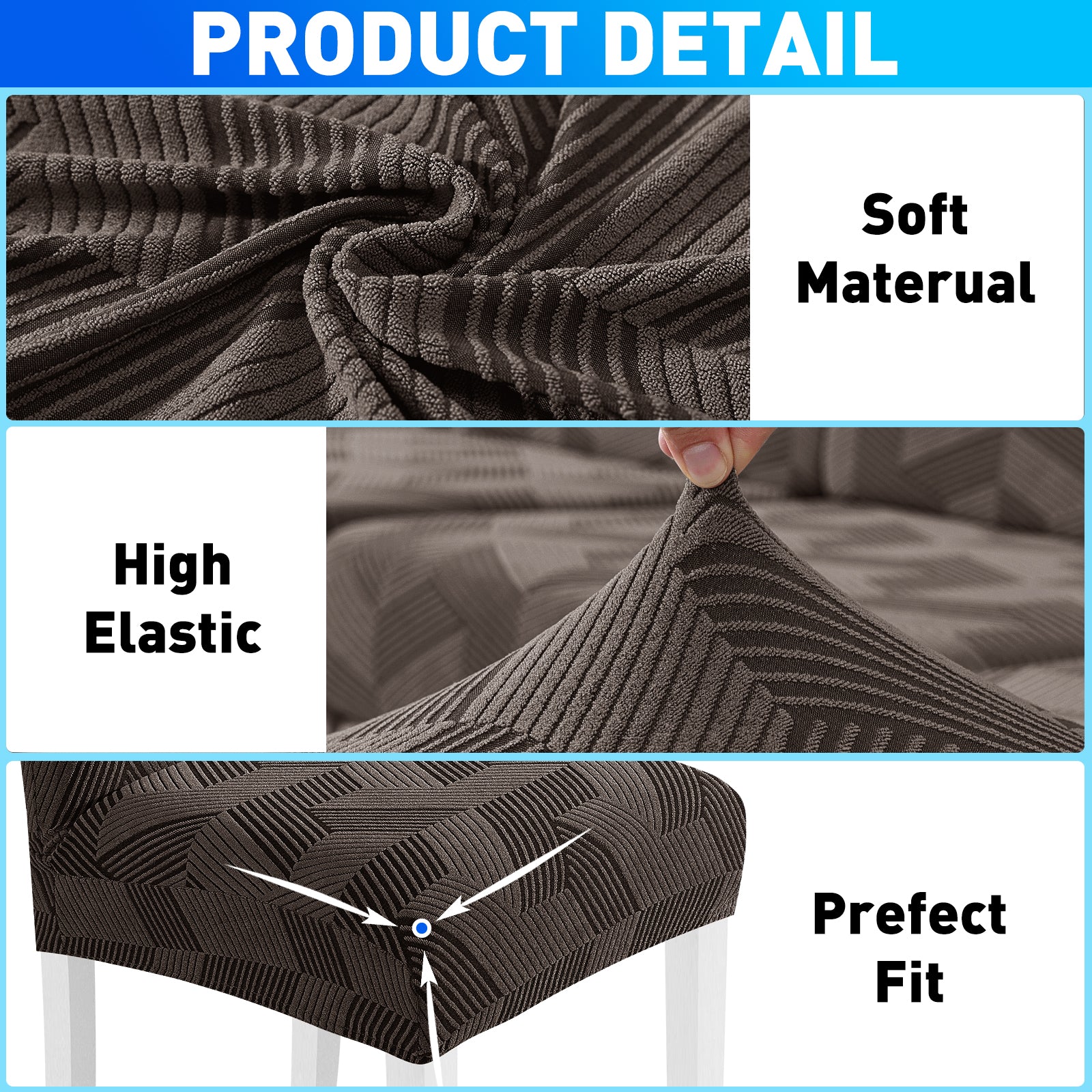 Ystyle 6-Piece Chair Covers with Backrest, Universal Kitchen Chair Covers, Removable Elastic Dining Chair Slipcovers, Stain-Resistant Chair Protectors, Washable, for Kitchen and Living Room