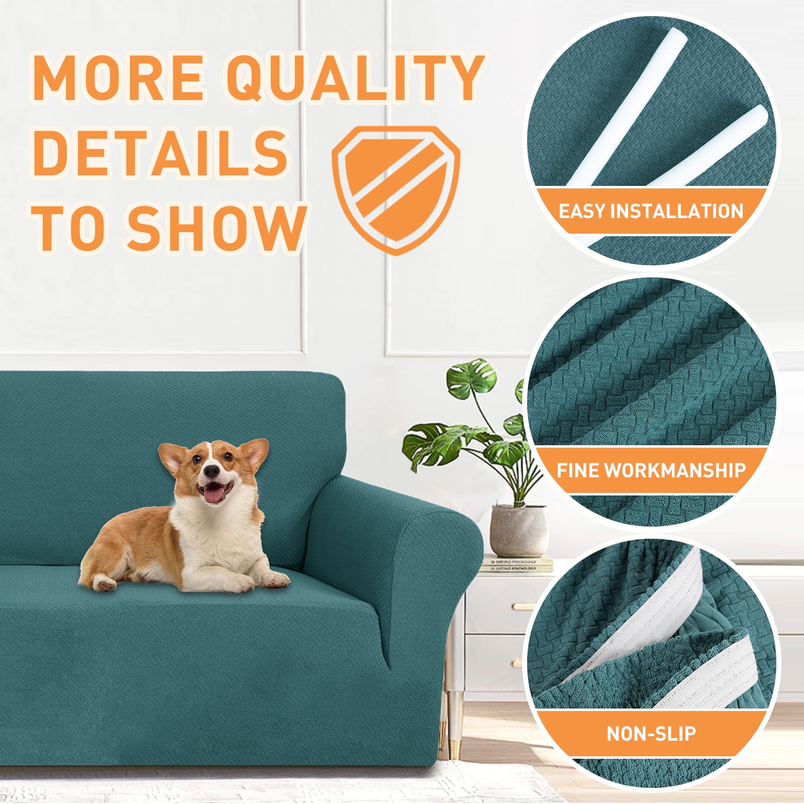YSTYLE Stretch 4 Seater Sofa Cover Jacquard Anti-Slip