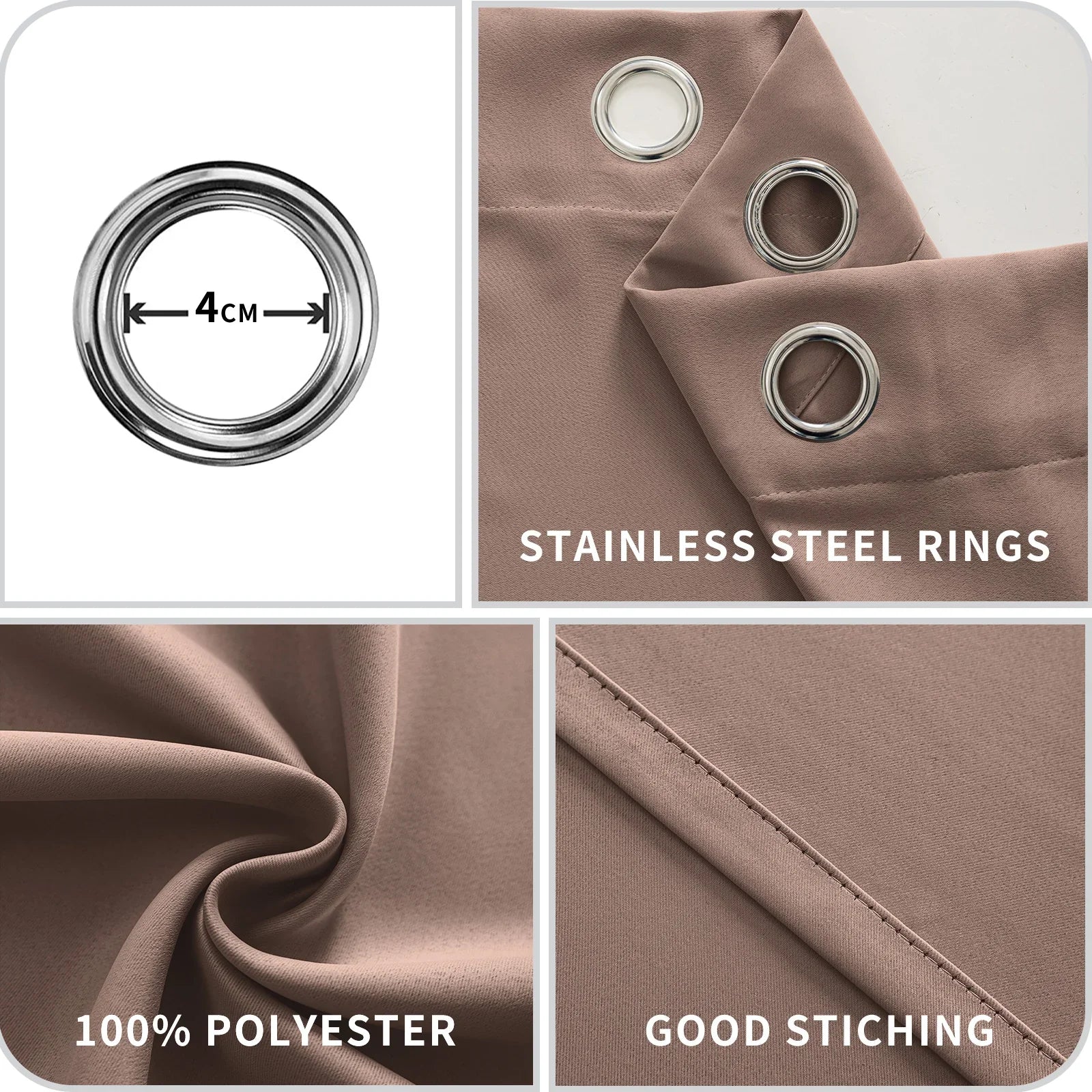 YSTYLE 2 Pieces Waterproof Blackout Curtains Thermal Insulated-YSTYLE