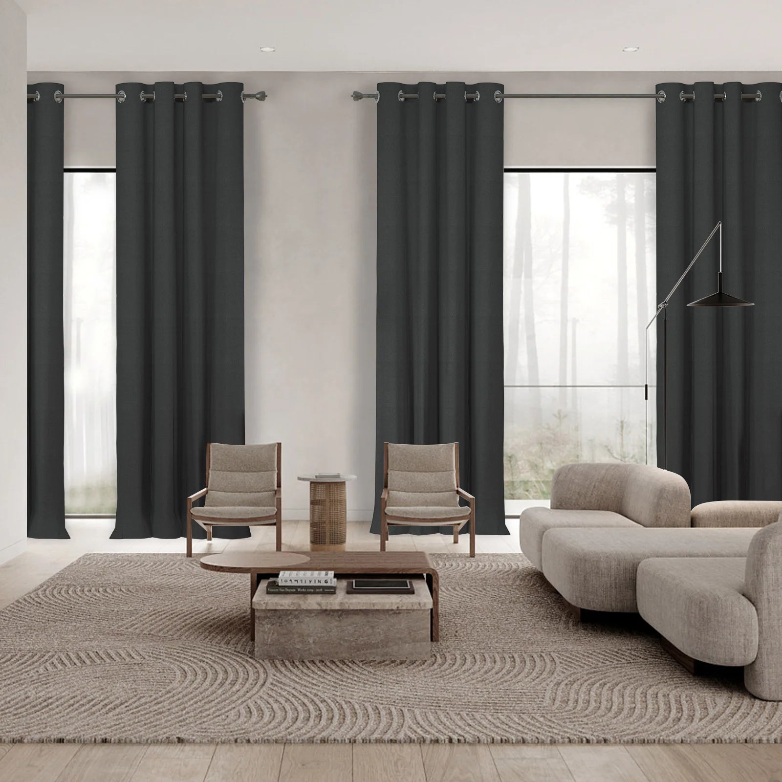YSTYLE 2 pcs Linen-Effect Blackout Curtains – 100% Light Blocking, Thermal Insulated Drapes