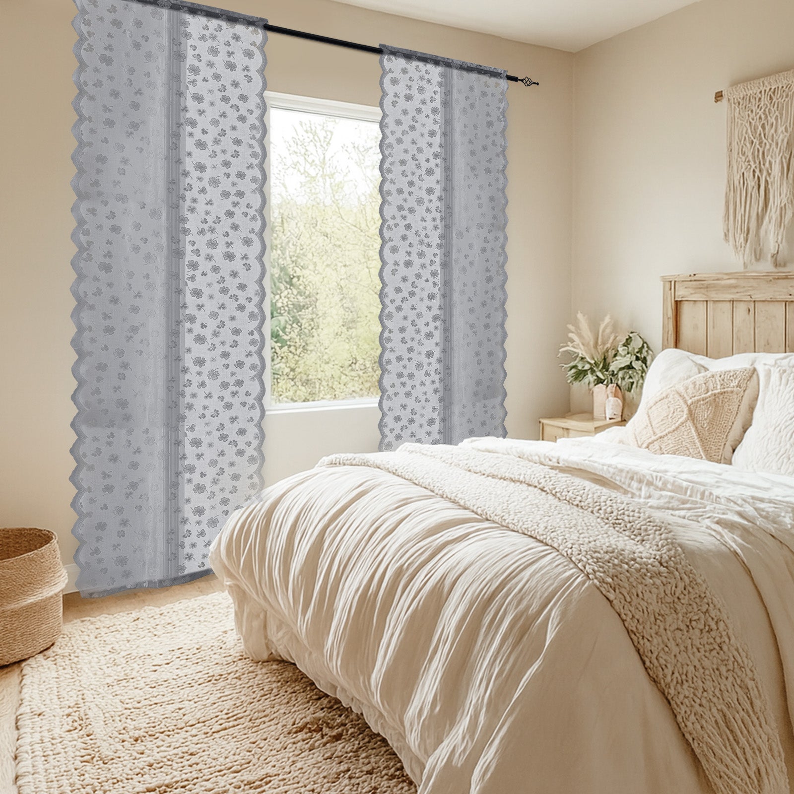 Ystyle 2 Panels Set, Semi-Sheer Indoor Curtains, 70x240cm, Classic Lace Voile Curtains with Rod Pocket, Lightweight
