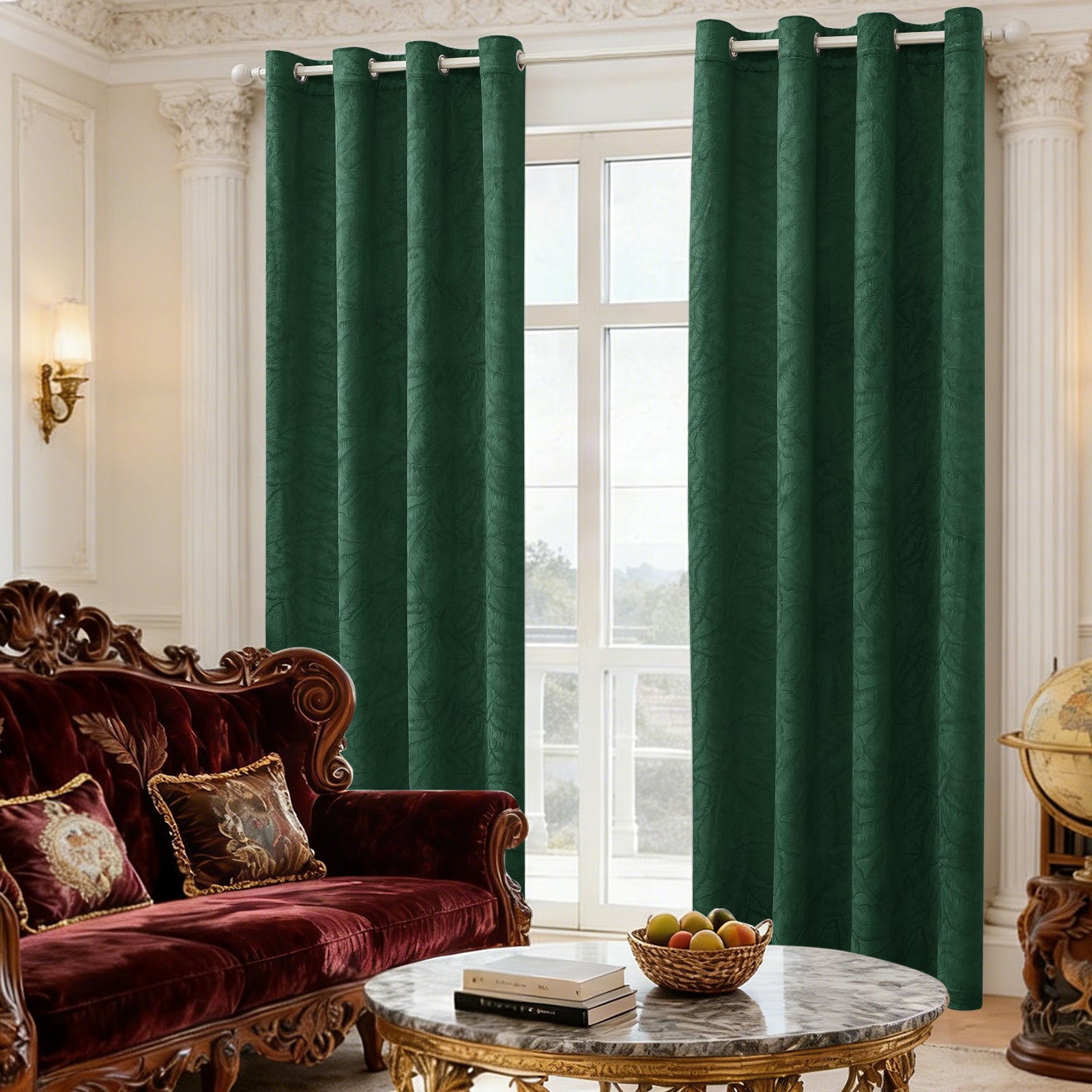 2 Pieces rideaux opacifiants with Stainless Steel Eyelets thermique Polyester Panels