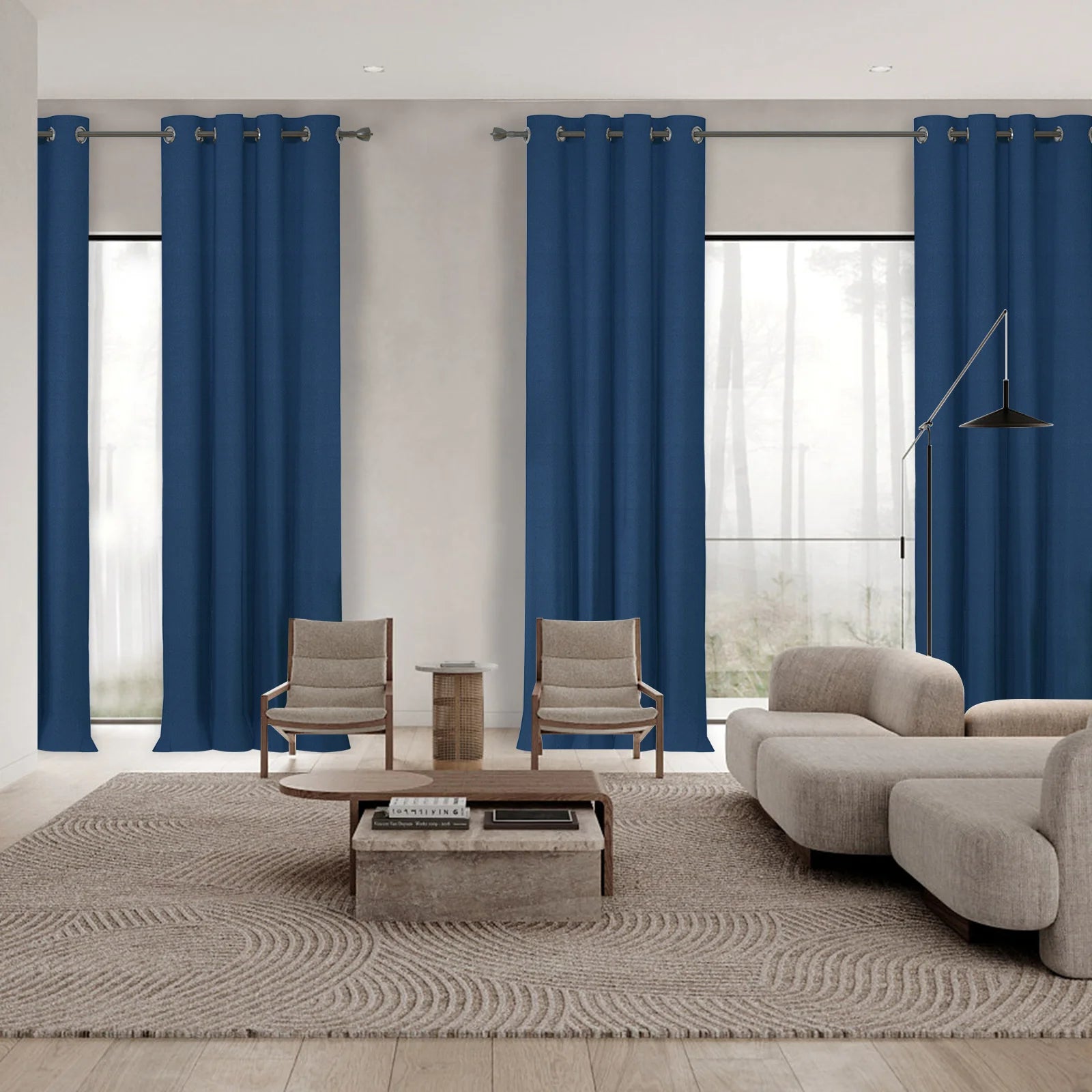 YSTYLE 2 Pieces Linen Effect Blackout Curtains Thermal-YSTYLE