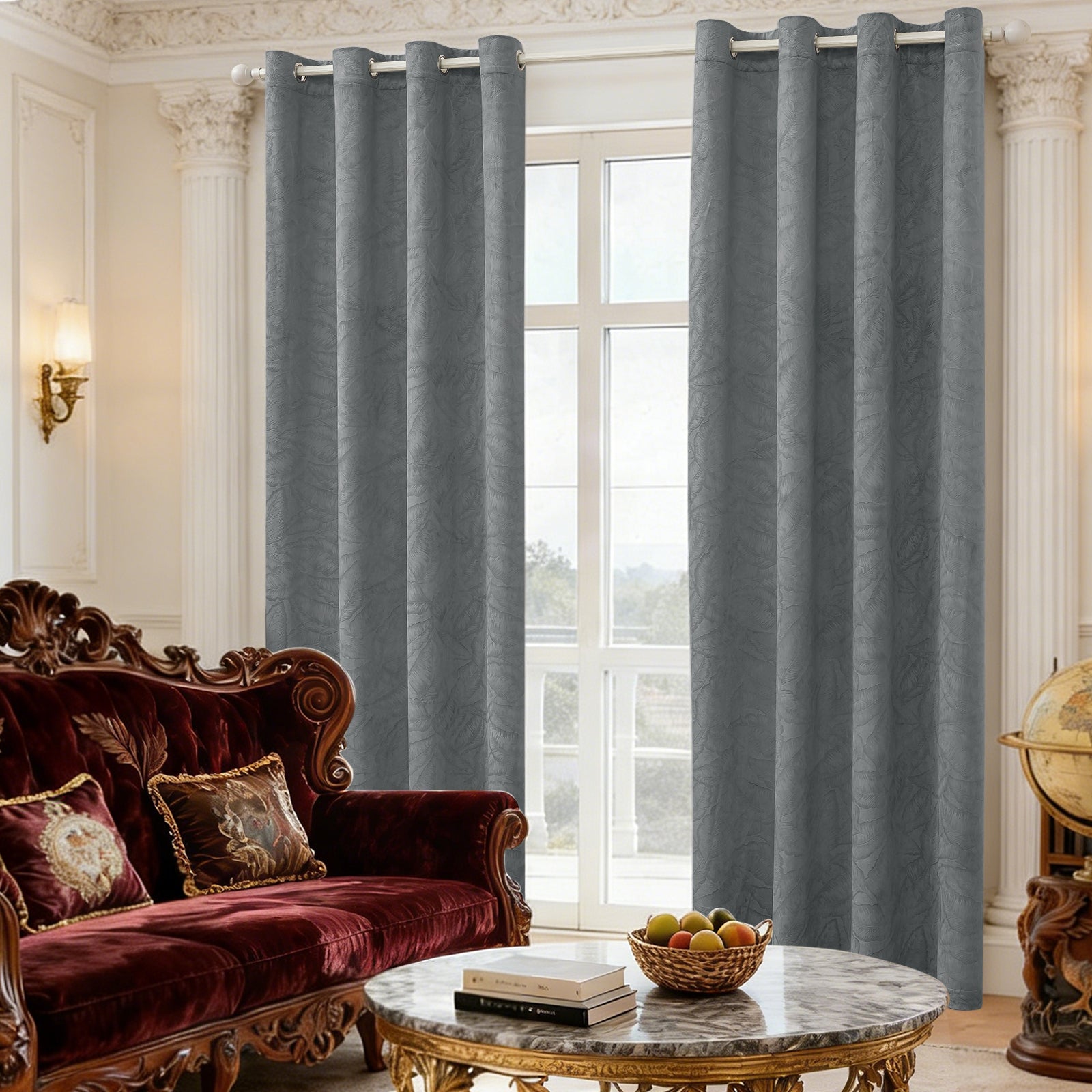 2 Pieces rideaux opacifiants with Stainless Steel Eyelets thermique Polyester Panels