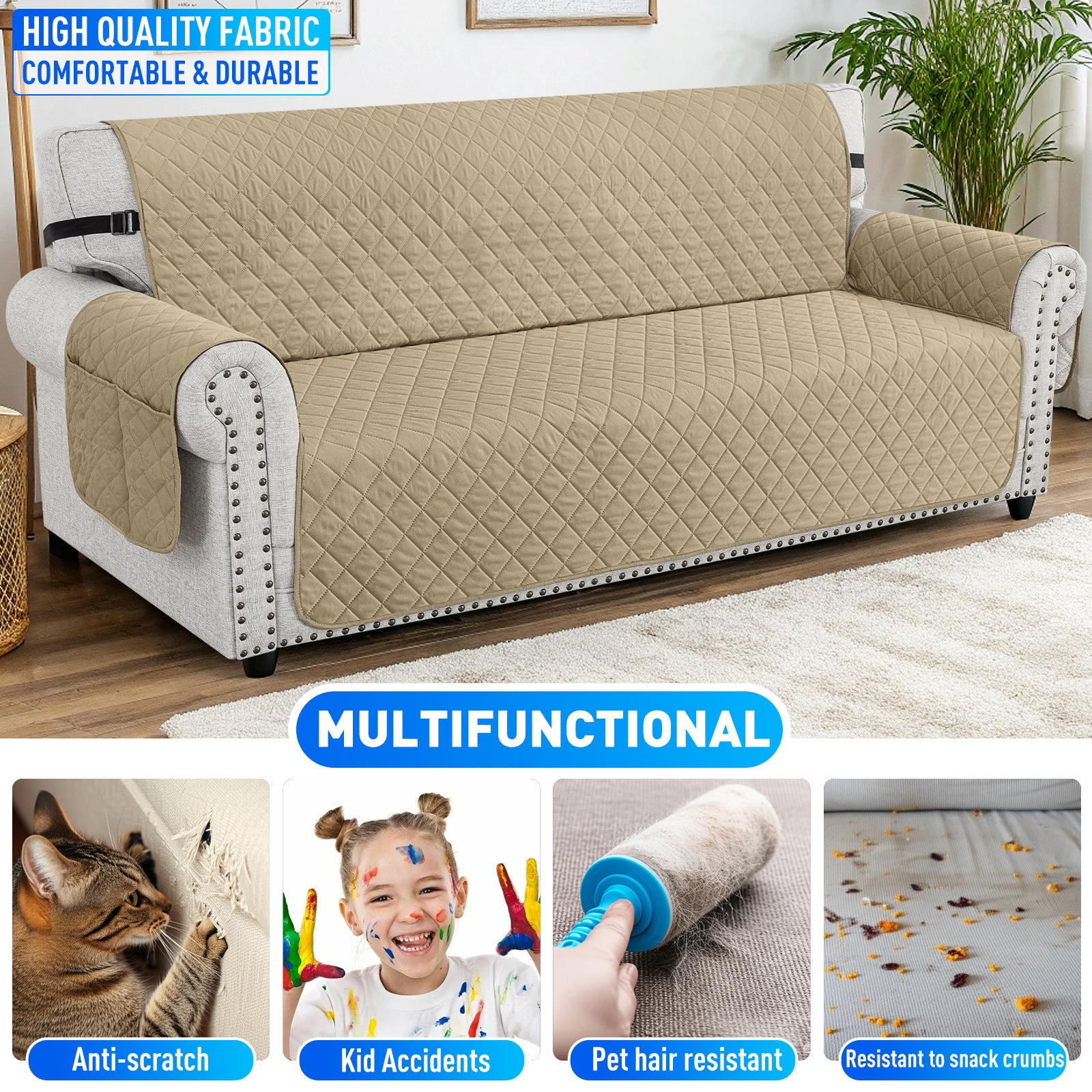 Ystyle Waterproof 4 Seater Sofa Cover with Armrests Anti-Slip-YSTYLE