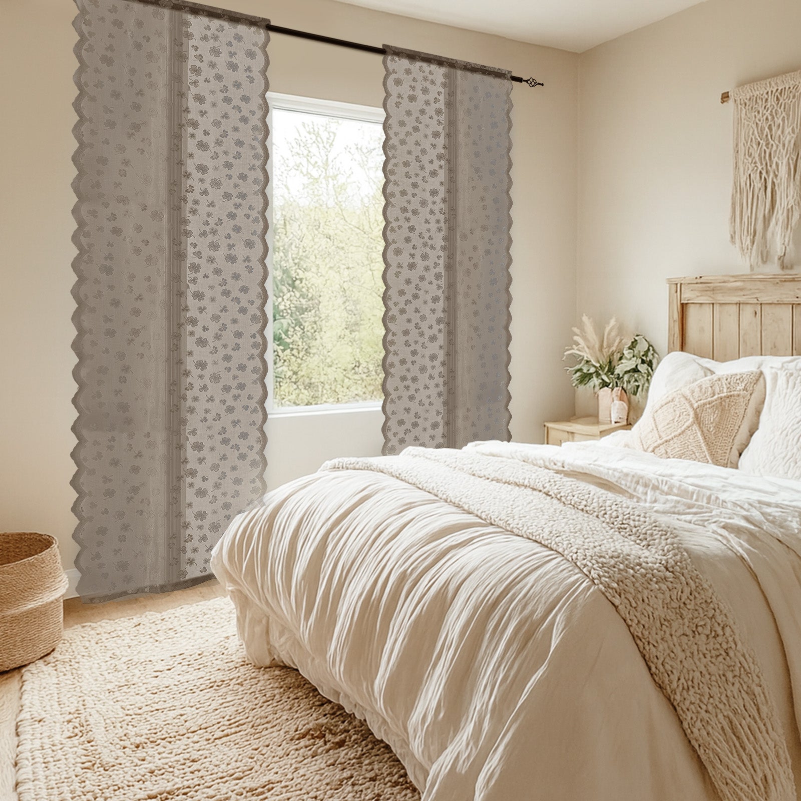 Ystyle 2 Panels Set, Semi-Sheer Indoor Curtains, 70x240cm, Classic Lace Voile Curtains with Rod Pocket, Lightweight