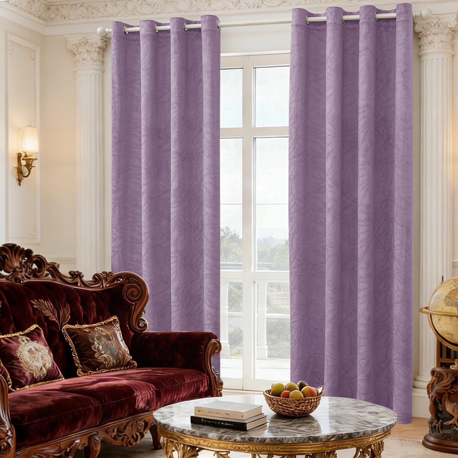 2 Pieces rideaux opacifiants with Stainless Steel Eyelets thermique Polyester Panels