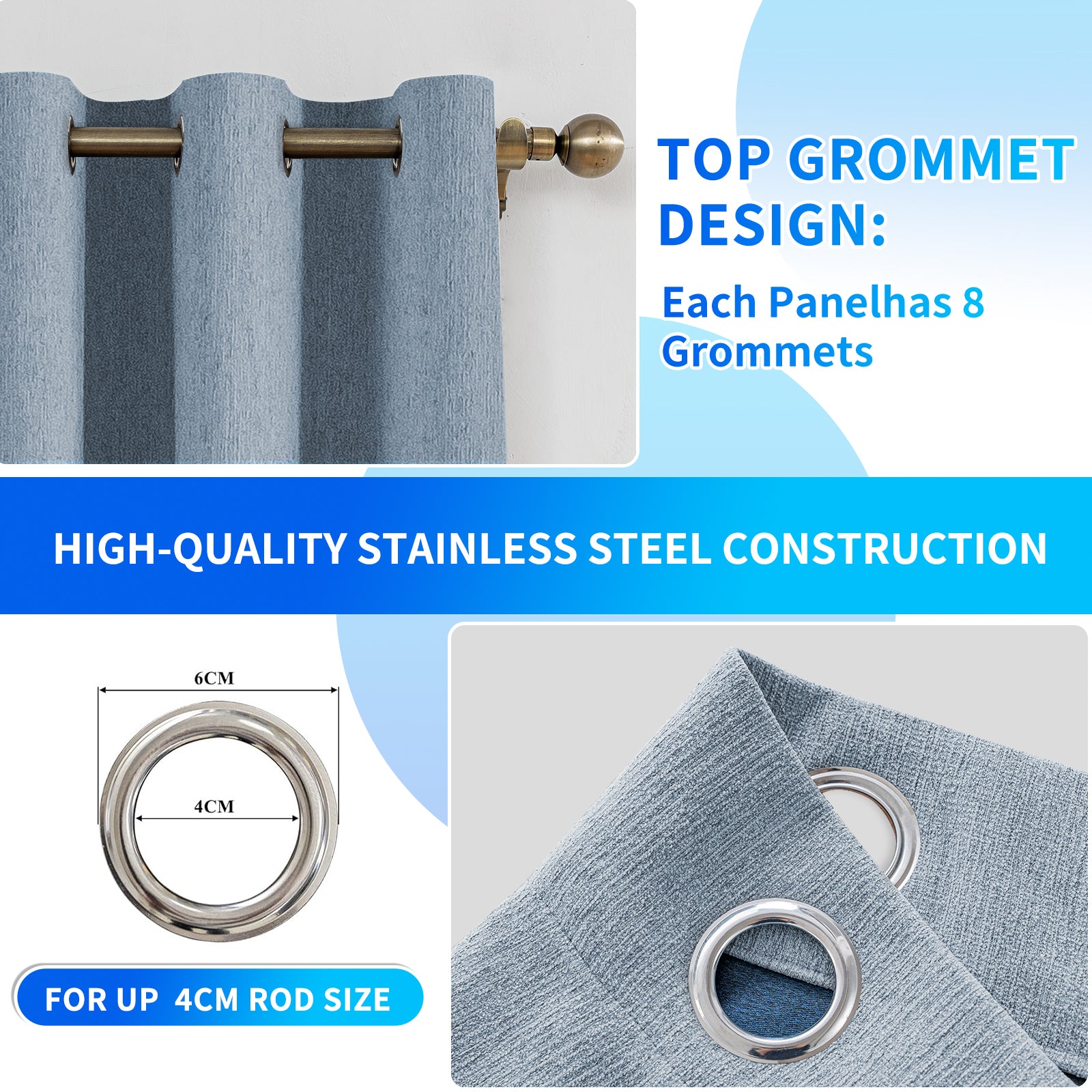 Ystyle 2 Pieces Linen Blackout Curtains 140x180 cm Thermal