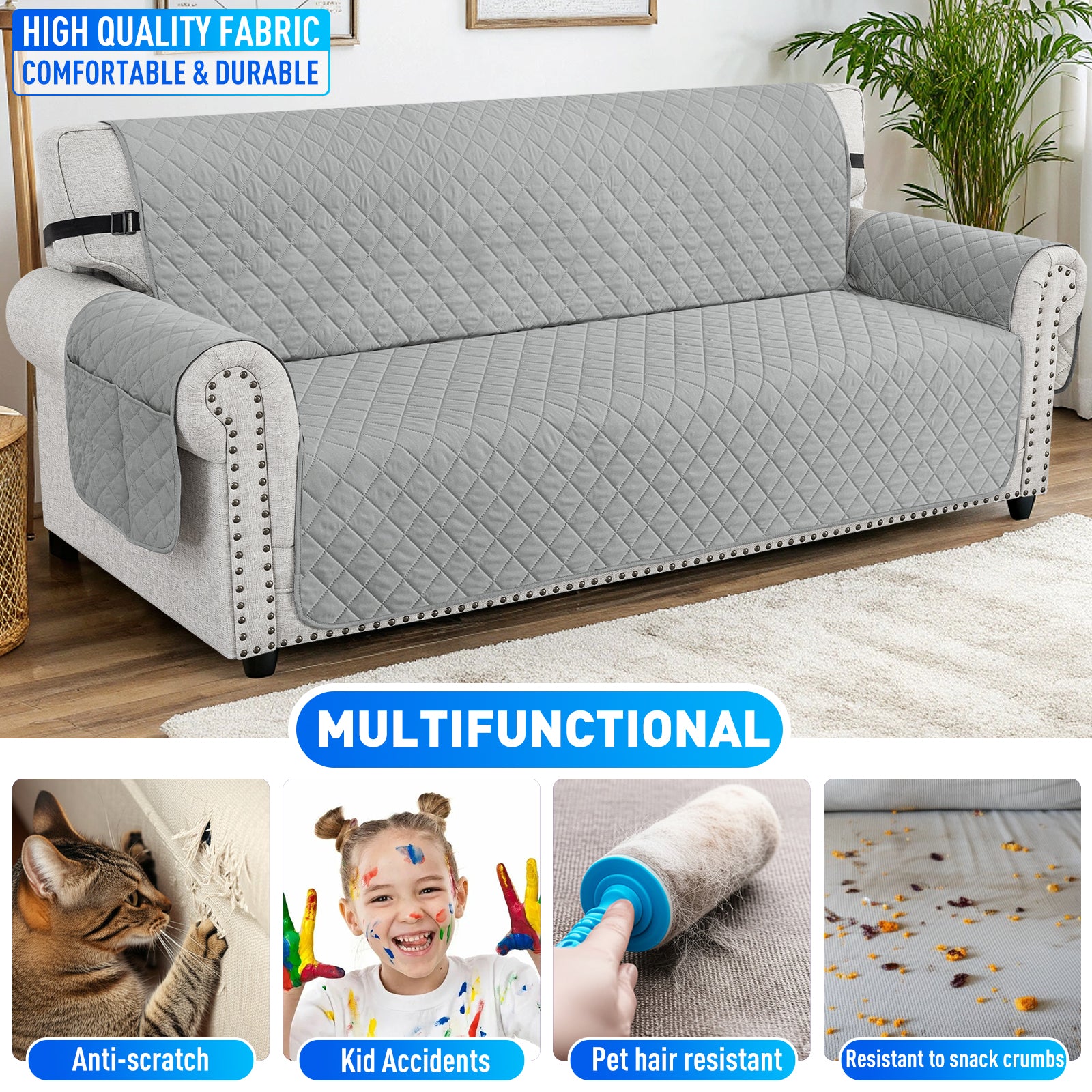 Ystyle Waterproof 4 Seater Sofa Cover with Armrests Anti-Slip-YSTYLE