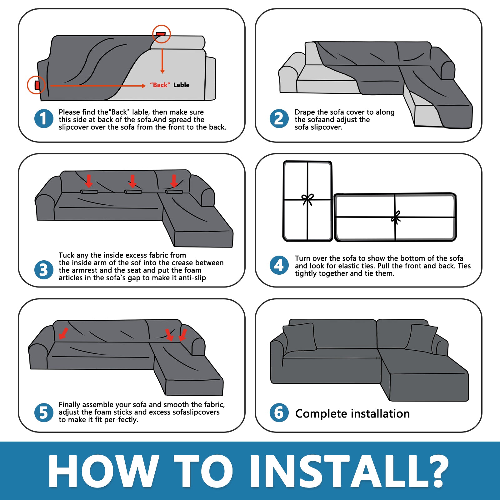 YSTYLE 2 pezzi copertura elastica per divano angolare, 2+2 posti a forma di L