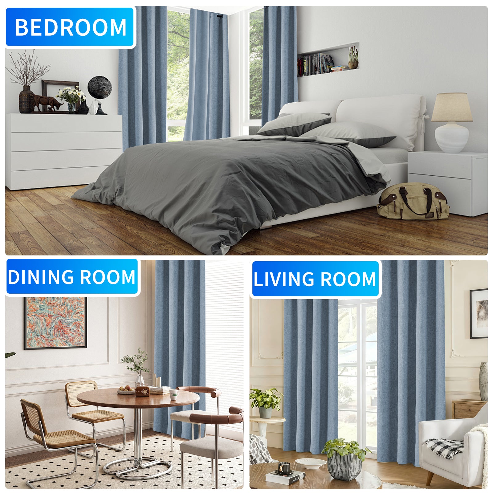 Ystyle 2 Pieces Linen Blackout Curtains Thermal-YSTYLE