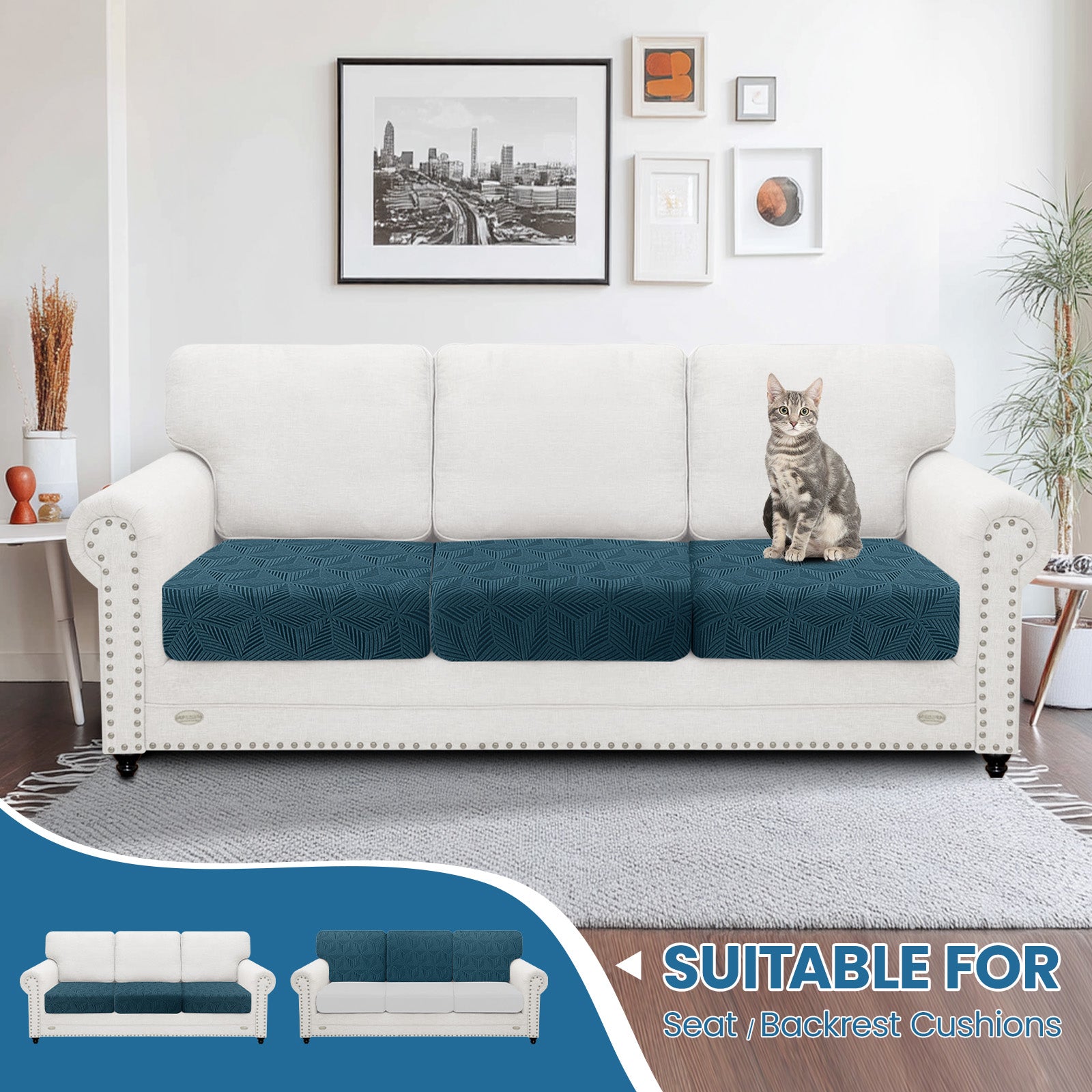 Coprisedie elastiche per cuscini di divano Ystyle a 2 pezzi, coprisedie separate per seduta del divano, protezioni universali elastiche per seduta del divano