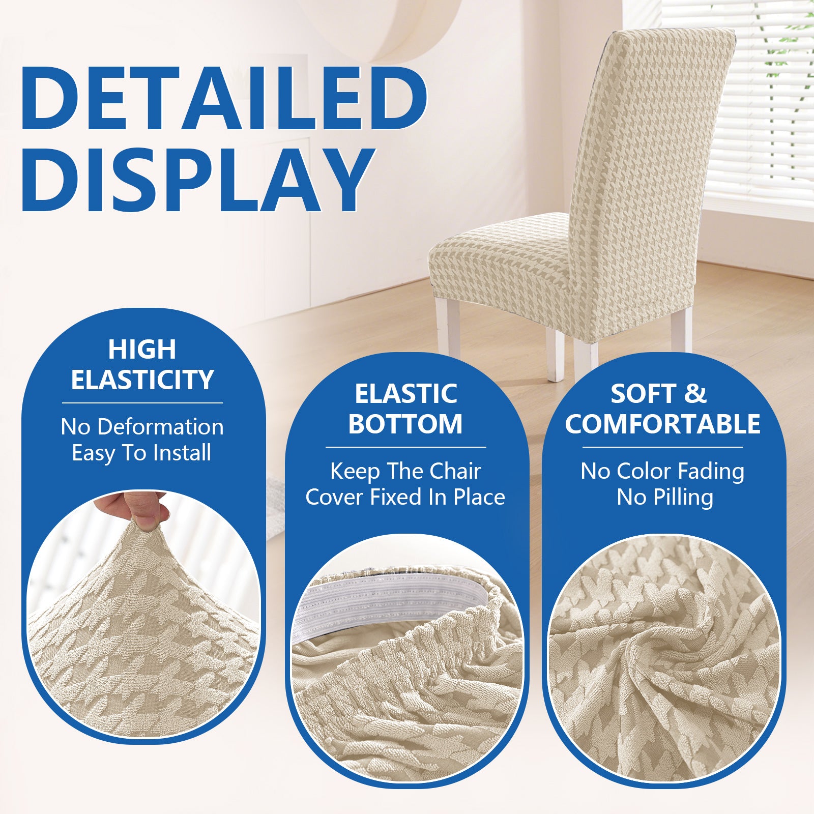 Ystyle 2-Piece Chair Covers with Backrest, Elastic Living Room Kitchen Chair Slipcovers, Universal Stretch Dining Chair Covers, Modern Cat-Scratch Resistant Chair Protectors