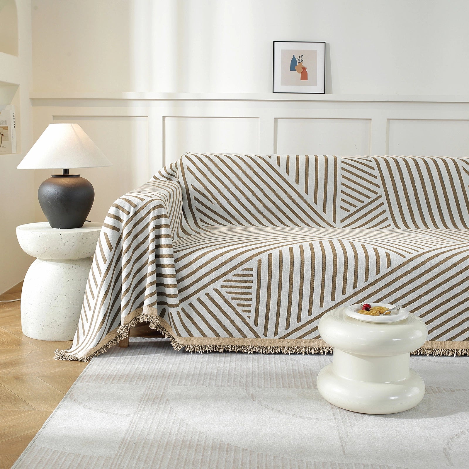 YSTYLE 3 Seater Sofa Blanket,Full Coverage,Stain-Resistant,All-Season Design-Line Crossing