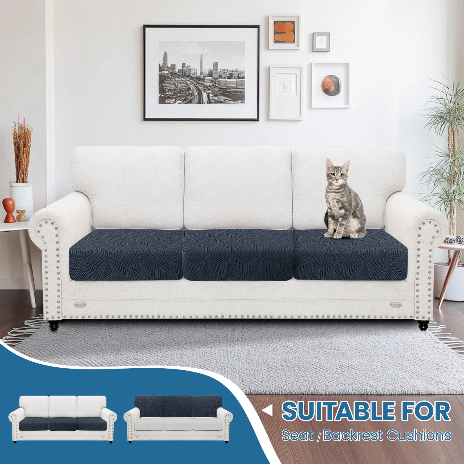 Coprisedie elastiche per cuscini di divano Ystyle a 2 pezzi, coprisedie separate per seduta del divano, protezioni universali elastiche per seduta del divano