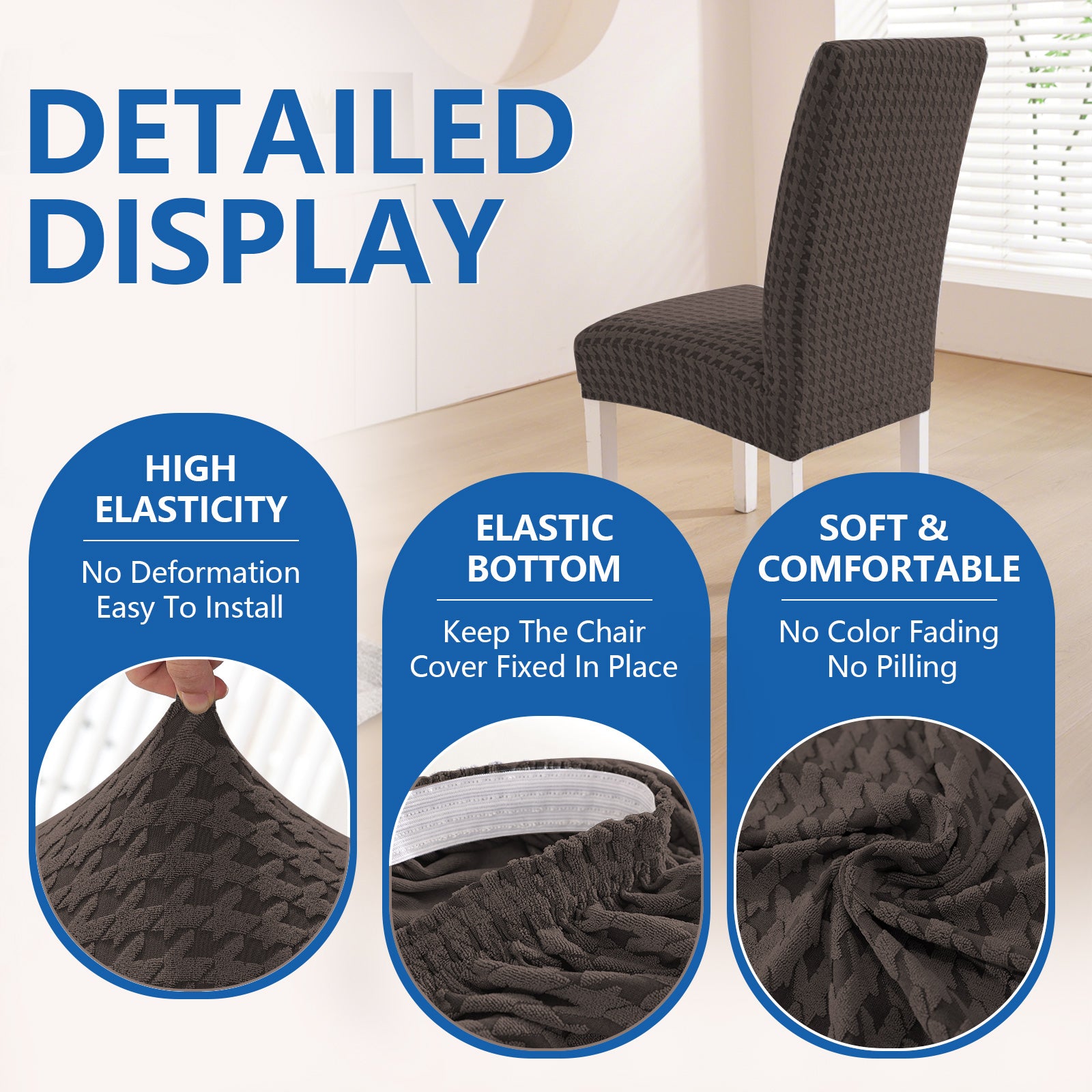 Ystyle 2-Piece Chair Covers with Backrest, Elastic Living Room Kitchen Chair Slipcovers, Universal Stretch Dining Chair Covers, Modern Cat-Scratch Resistant Chair Protectors