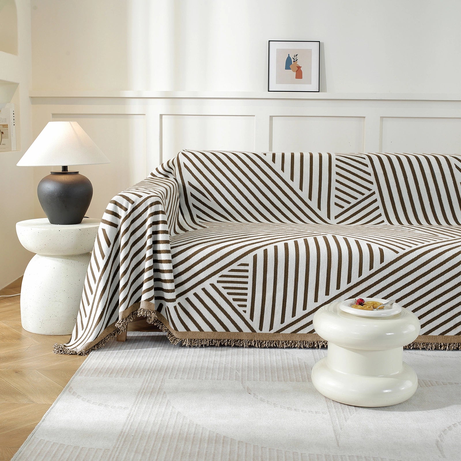 YSTYLE 3 Seater Sofa Blanket,Full Coverage,Stain-Resistant,All-Season Design-Line Crossing