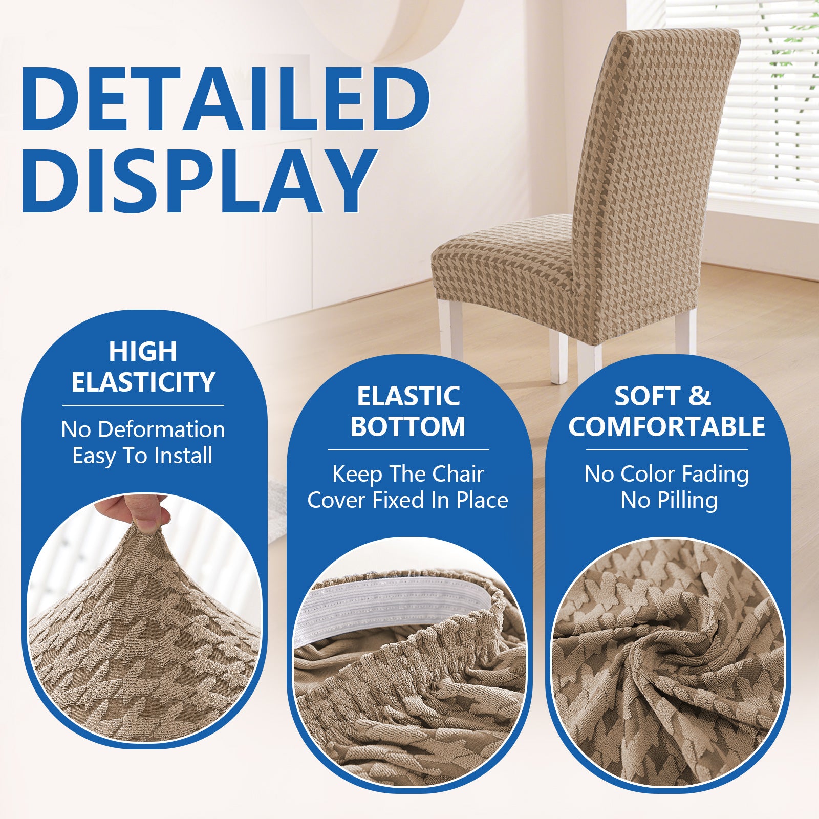 Ystyle 2-Piece Chair Covers with Backrest, Elastic Living Room Kitchen Chair Slipcovers, Universal Stretch Dining Chair Covers, Modern Cat-Scratch Resistant Chair Protectors