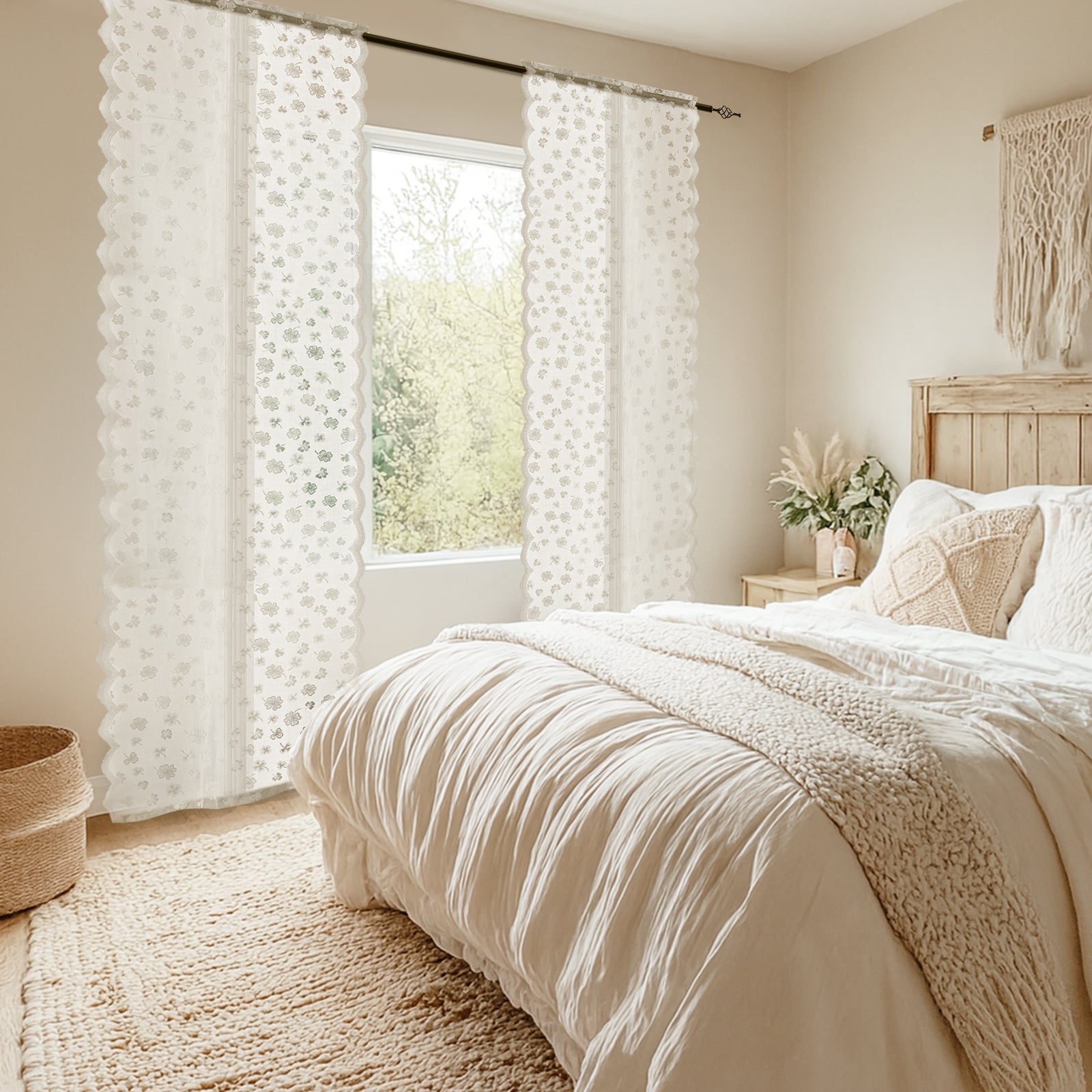 Ystyle 2 Panels Set, Semi-Sheer Indoor Curtains, 70x240cm, Classic Lace Voile Curtains with Rod Pocket, Lightweight