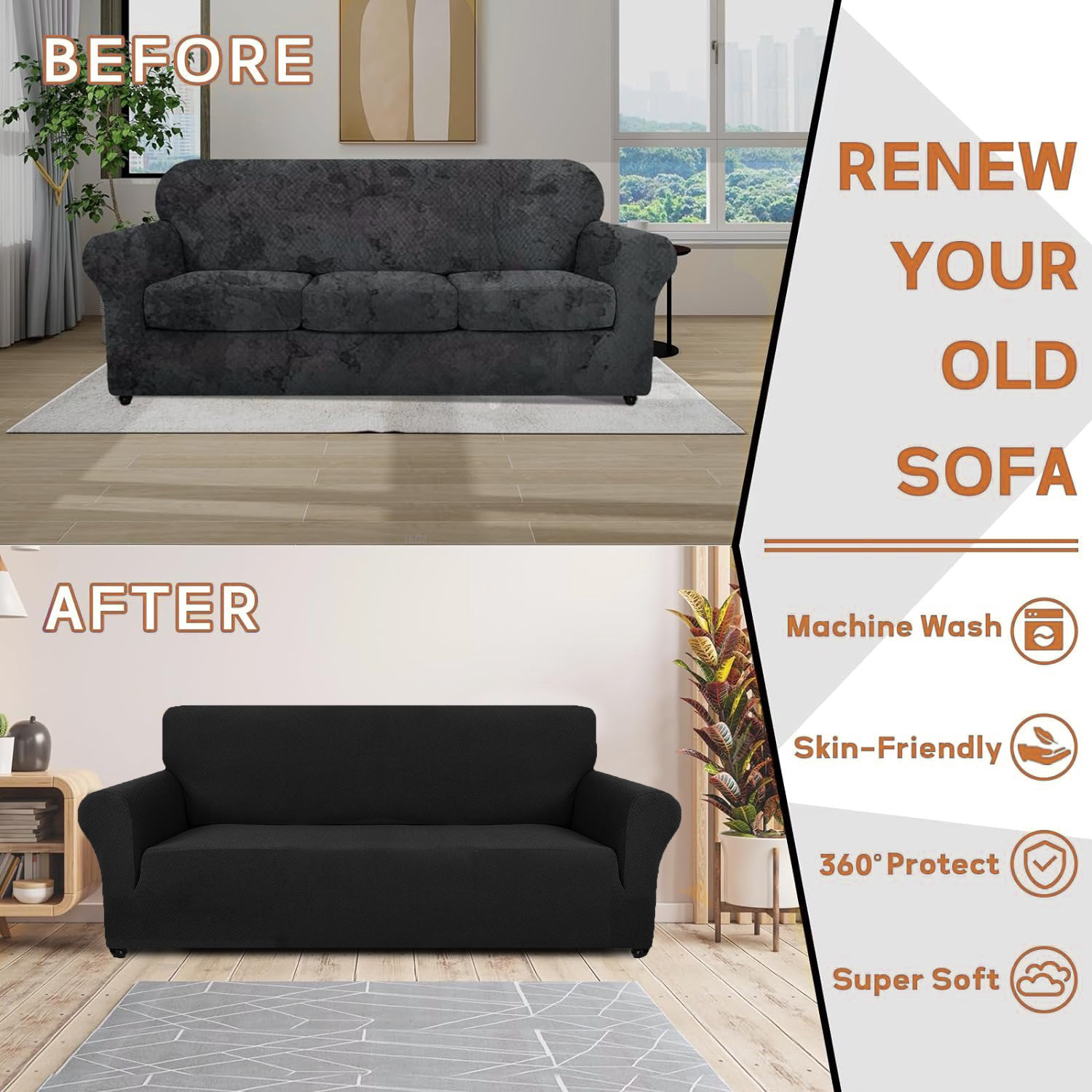 Housse de canapé 1 place extensible YSTYLE jacquard anti-dérapant