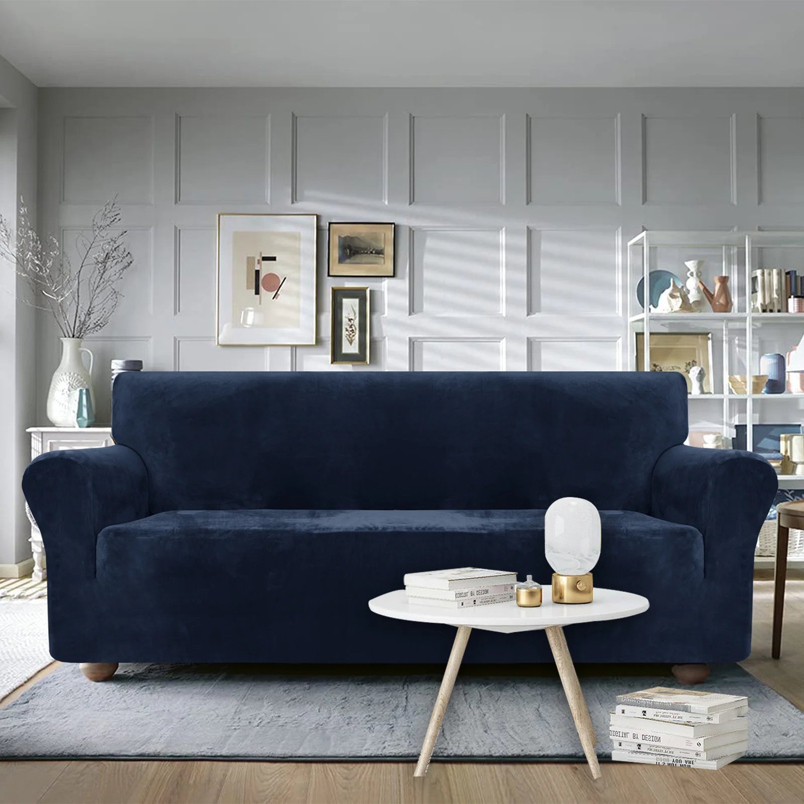 YSTYLE Velvet 1 Seater Sofa Cover with Armrests Stretch Anti Slip-YSTYLE