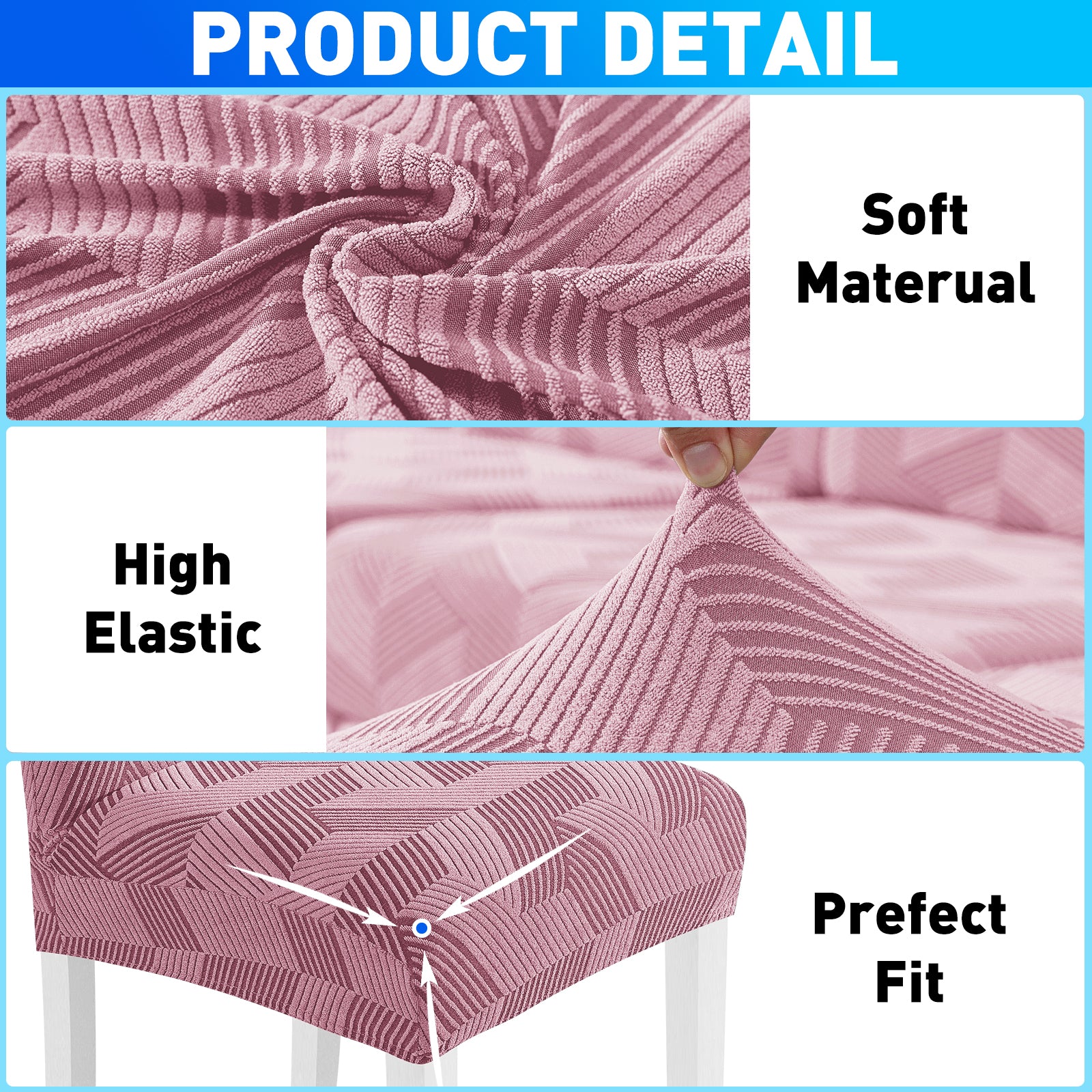 Ystyle 6-Piece Chair Covers with Backrest, Universal Kitchen Chair Covers, Removable Elastic Dining Chair Slipcovers, Stain-Resistant Chair Protectors, Washable, for Kitchen and Living Room