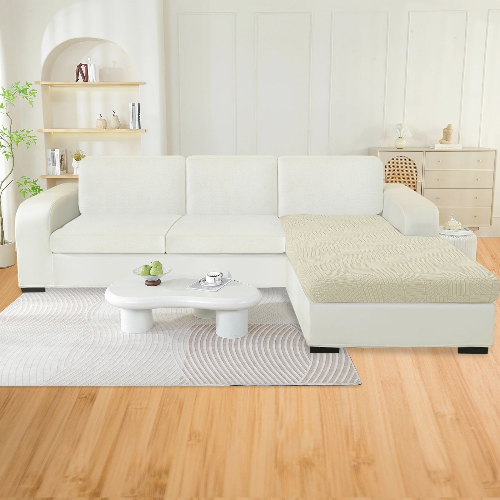 YSTYLE L-Shape Sofa Cushion Cover – Stretch Fit, Elastic Bottom, Universal Use, Anti-Slip, Full Protection-Five Line