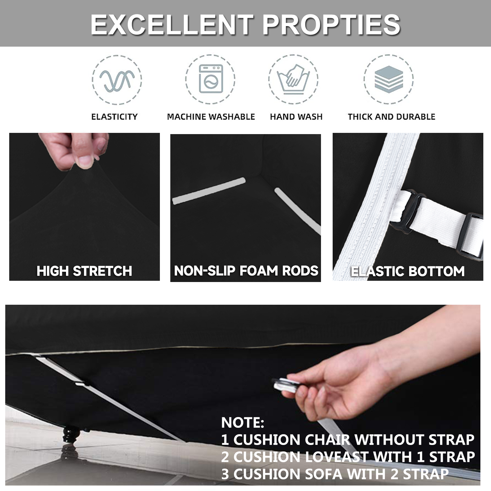 YSTYLE Velvet Cubierta de Sofá para 3 Personas – Ajuste Elástico, Anti-Rasguño, Amigable con Mascotas, Antideslizante, Lavable