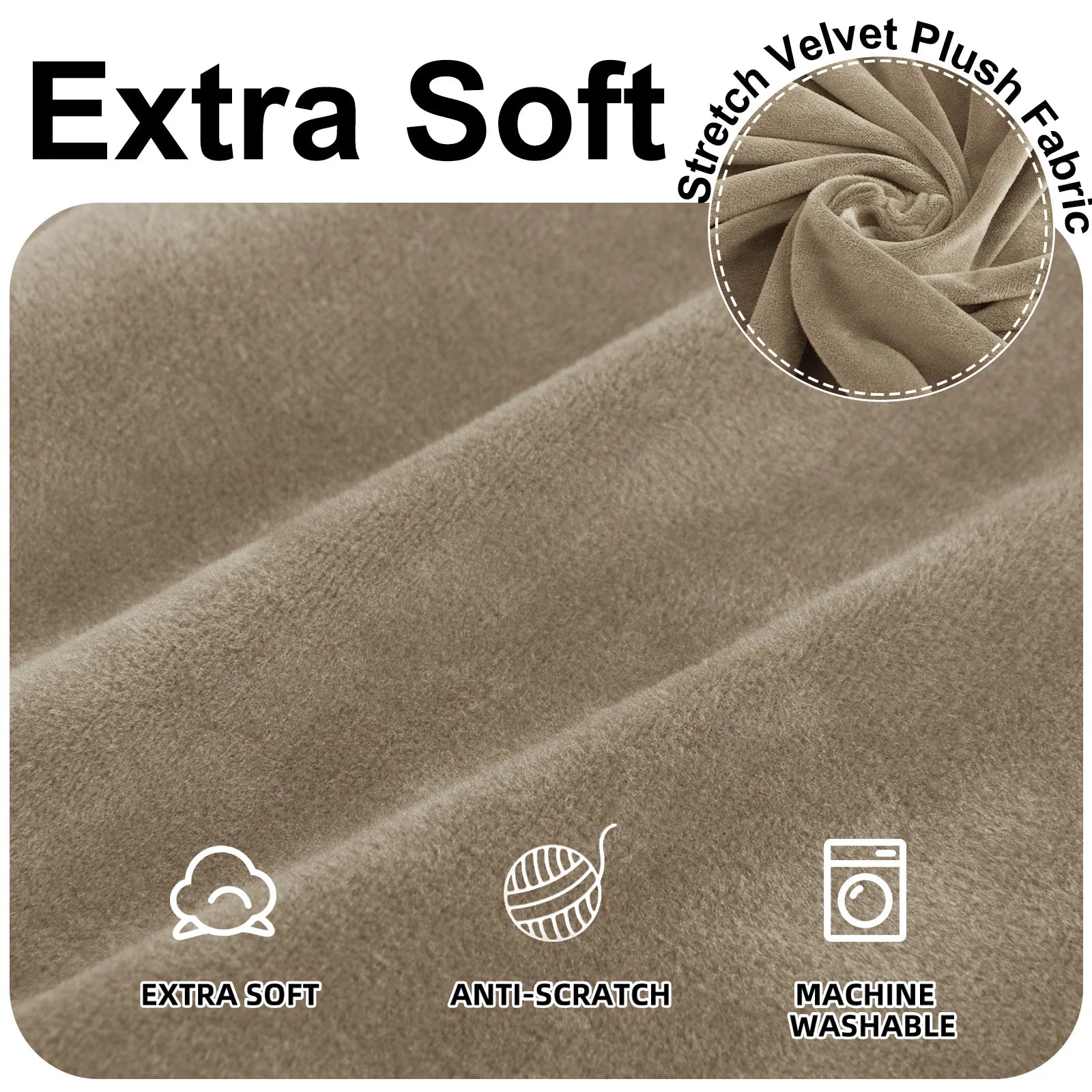 YSTYLE Velvet 1 Seater Sofa Cover – Stretch Fit, Anti-Scratch, Pet-Friendly, Non-Slip, Washable